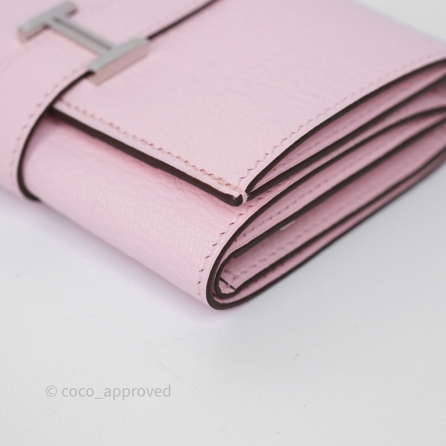 Hermes Bearn Trifold Compact Wallet Rose Darling M7 Chevre Mysore Palladium Hardware