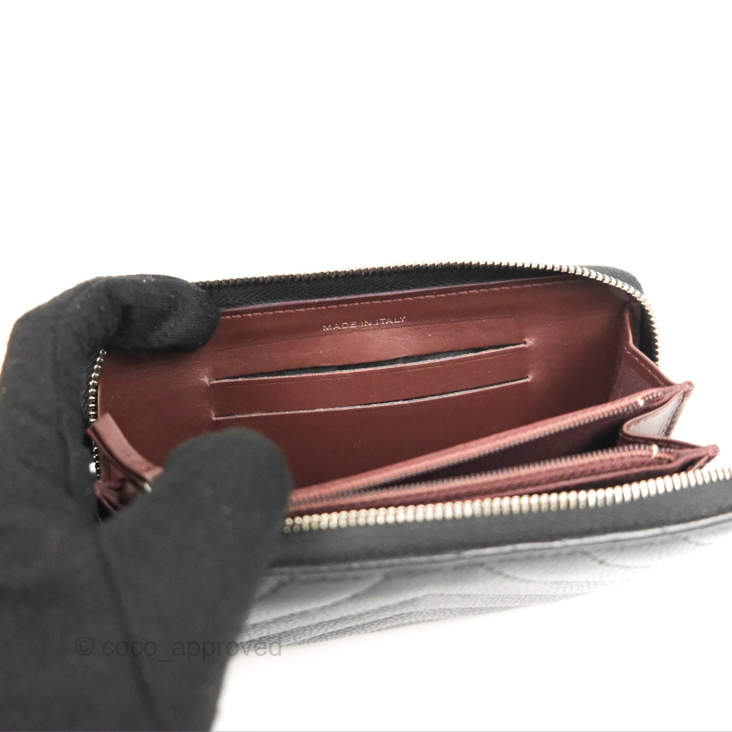 Chanel Medium Wallet Chevron Black Soft Caviar Silver Hardware