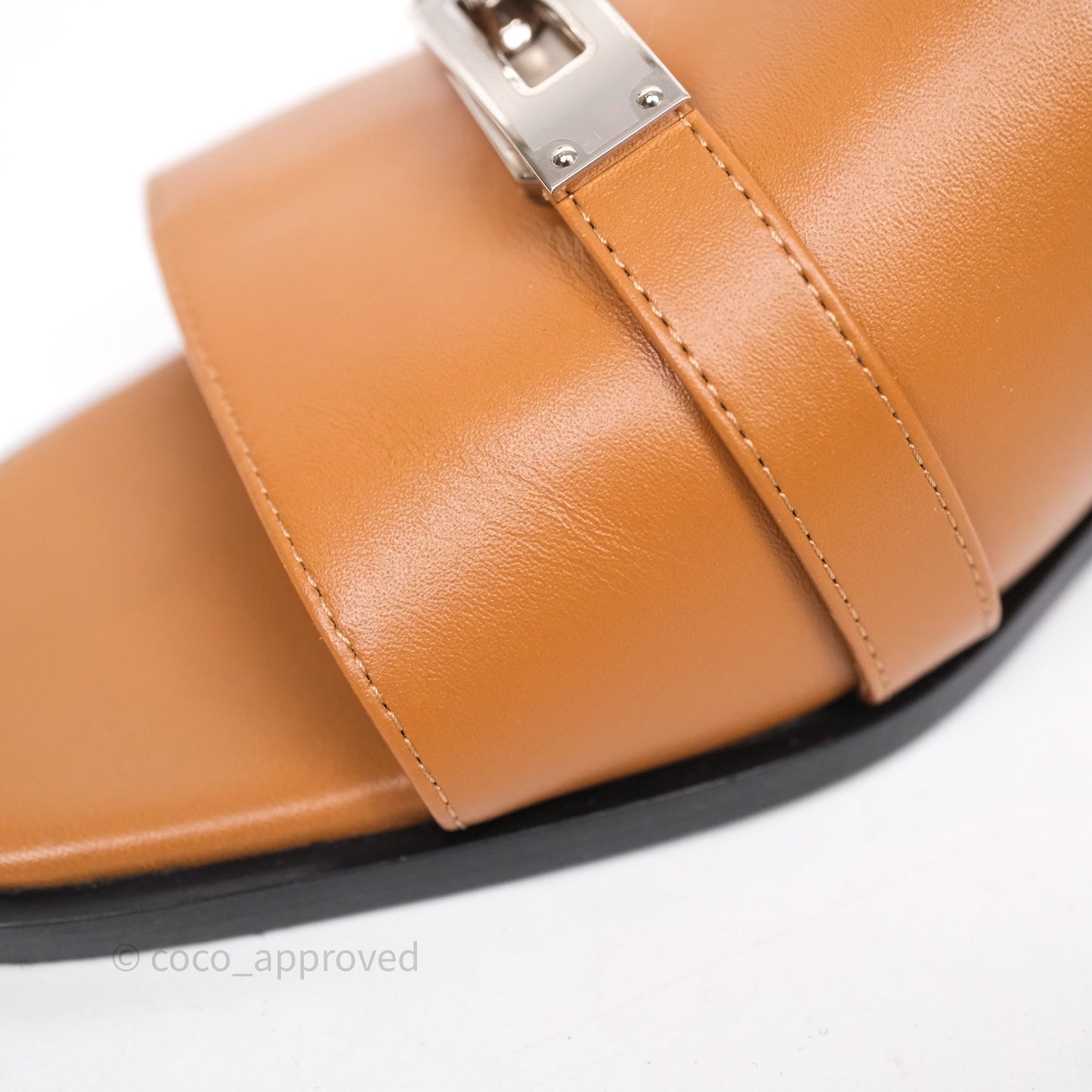 Hermès Giulia Sandals Gold 37 Palladium Hardware Size 36.5