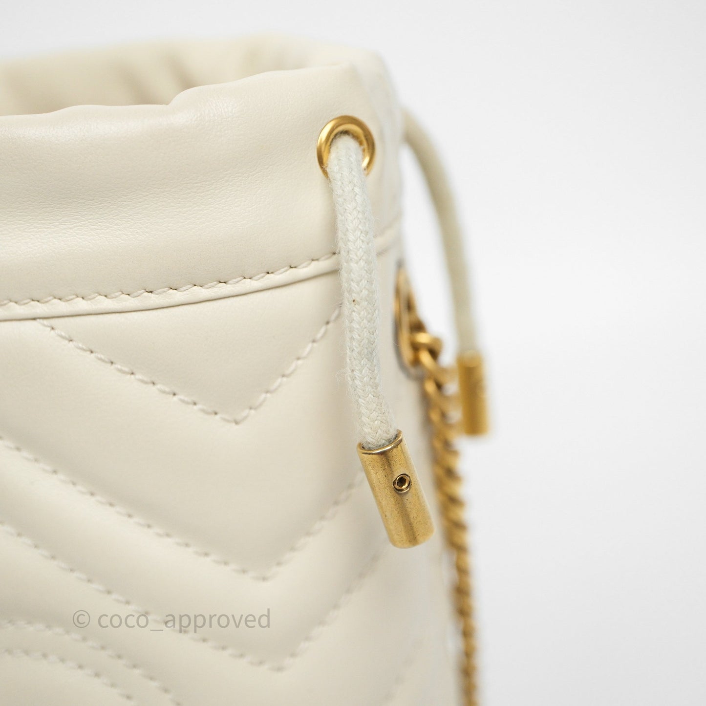 Gucci GG Marmont Mini Bucket Bag Ivory Leather