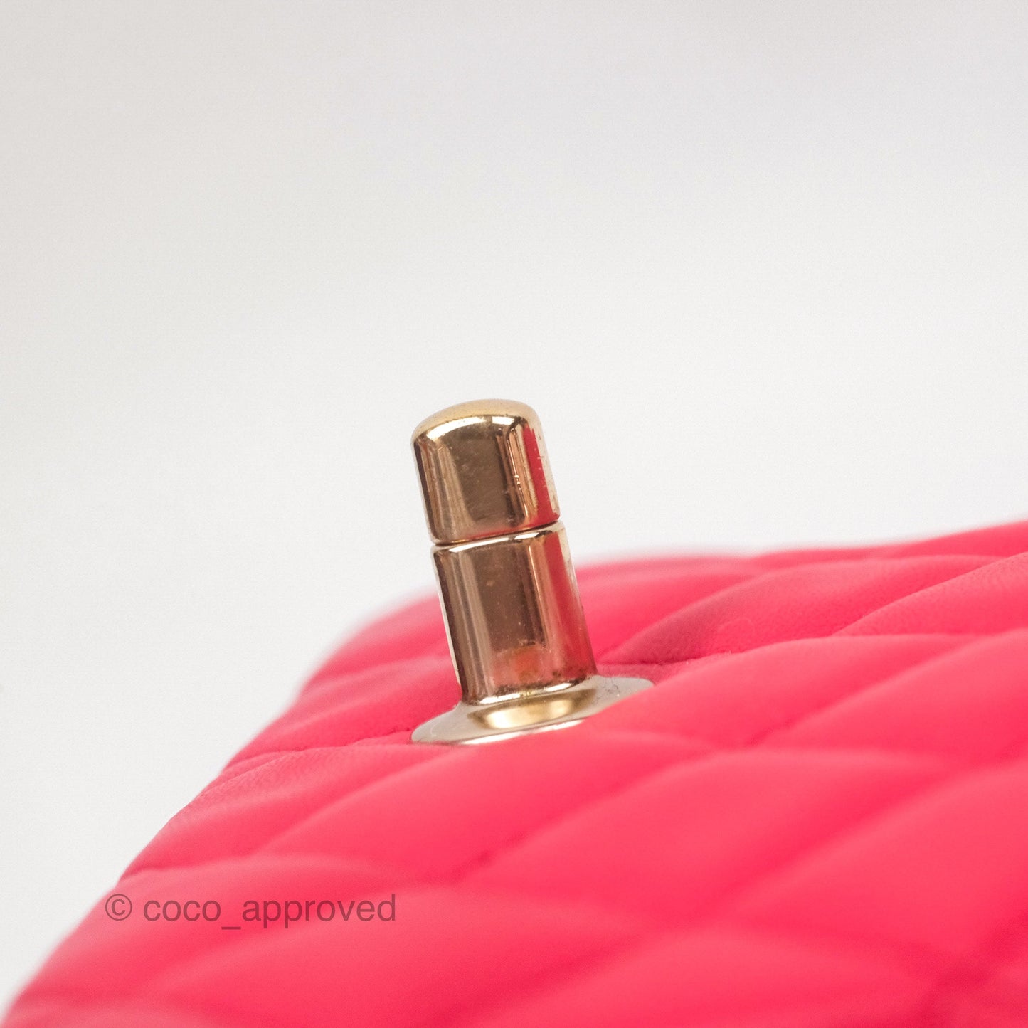 Chanel Mini Square Quilted Red Lambskin Gold Hardware