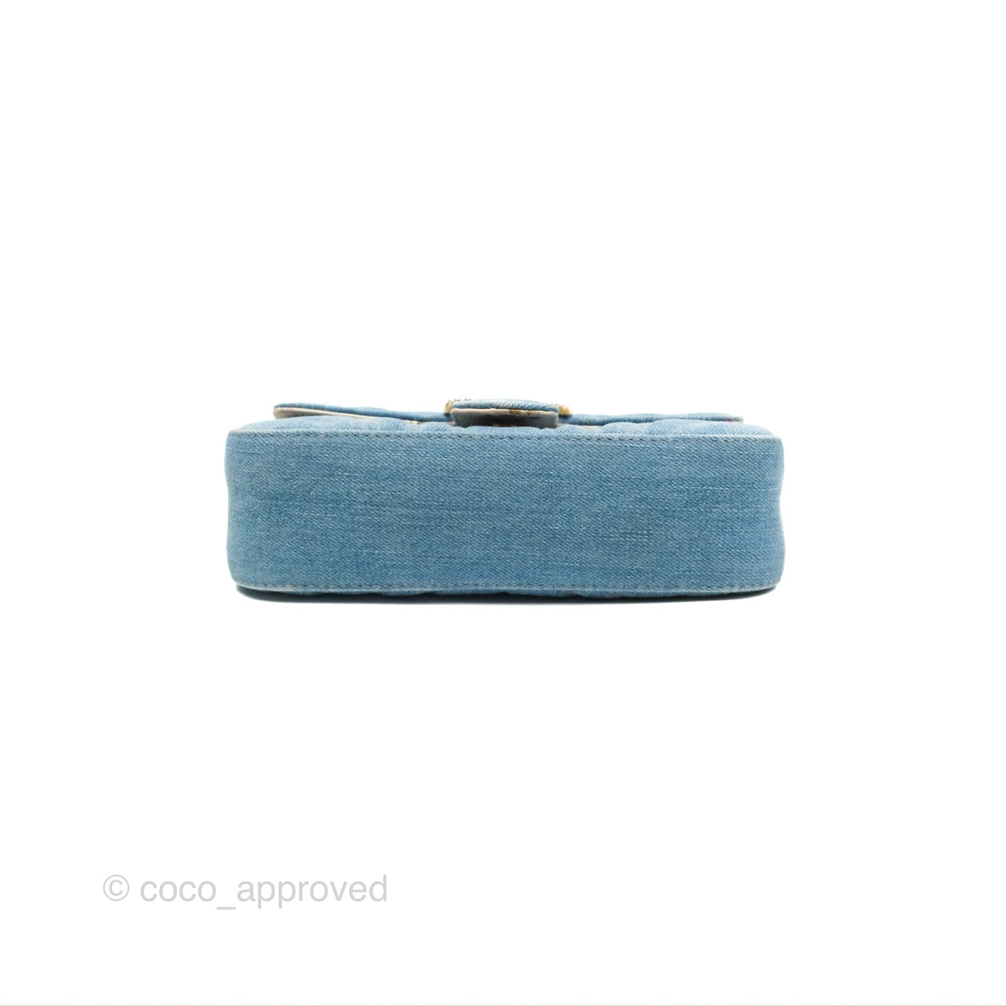 Gucci Mini Marmont Denim Pearl Gold Hardware