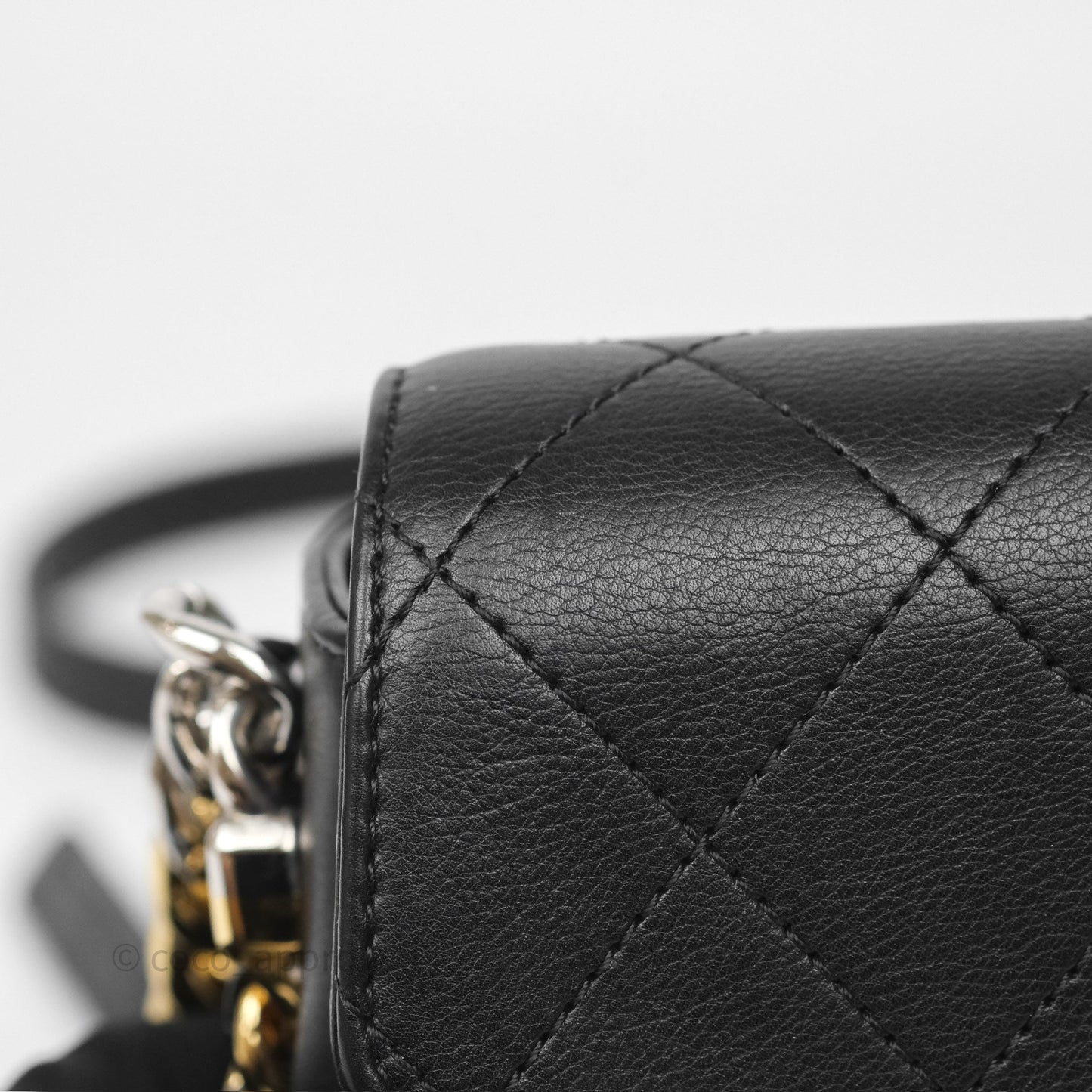 Chanel Small Precious Union Flap Black Calfskin Gold & Silver Hardware