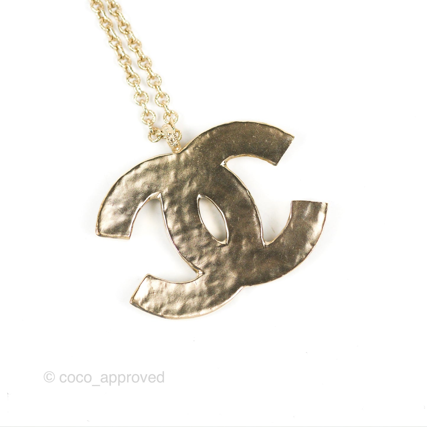 Chanel Large CC Necklace Burgundy/Grey Enamel Gold Tone 17A