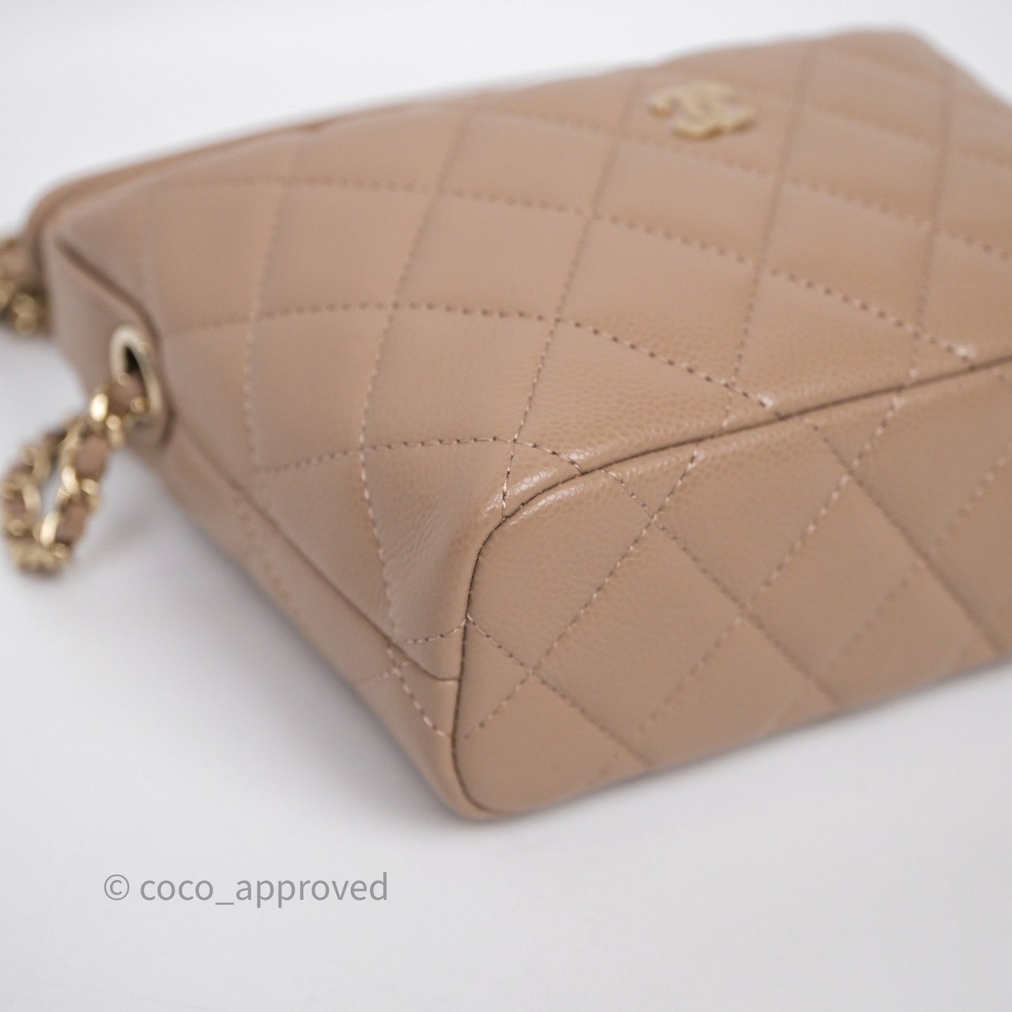 Chanel Quilted Hobo With Chain Beige Fonce Caviar Gold Hardware