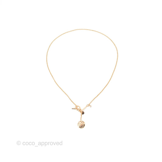 Hermes Ex-Libris Pendant Necklace PM Diamond Rose Gold Hardware
