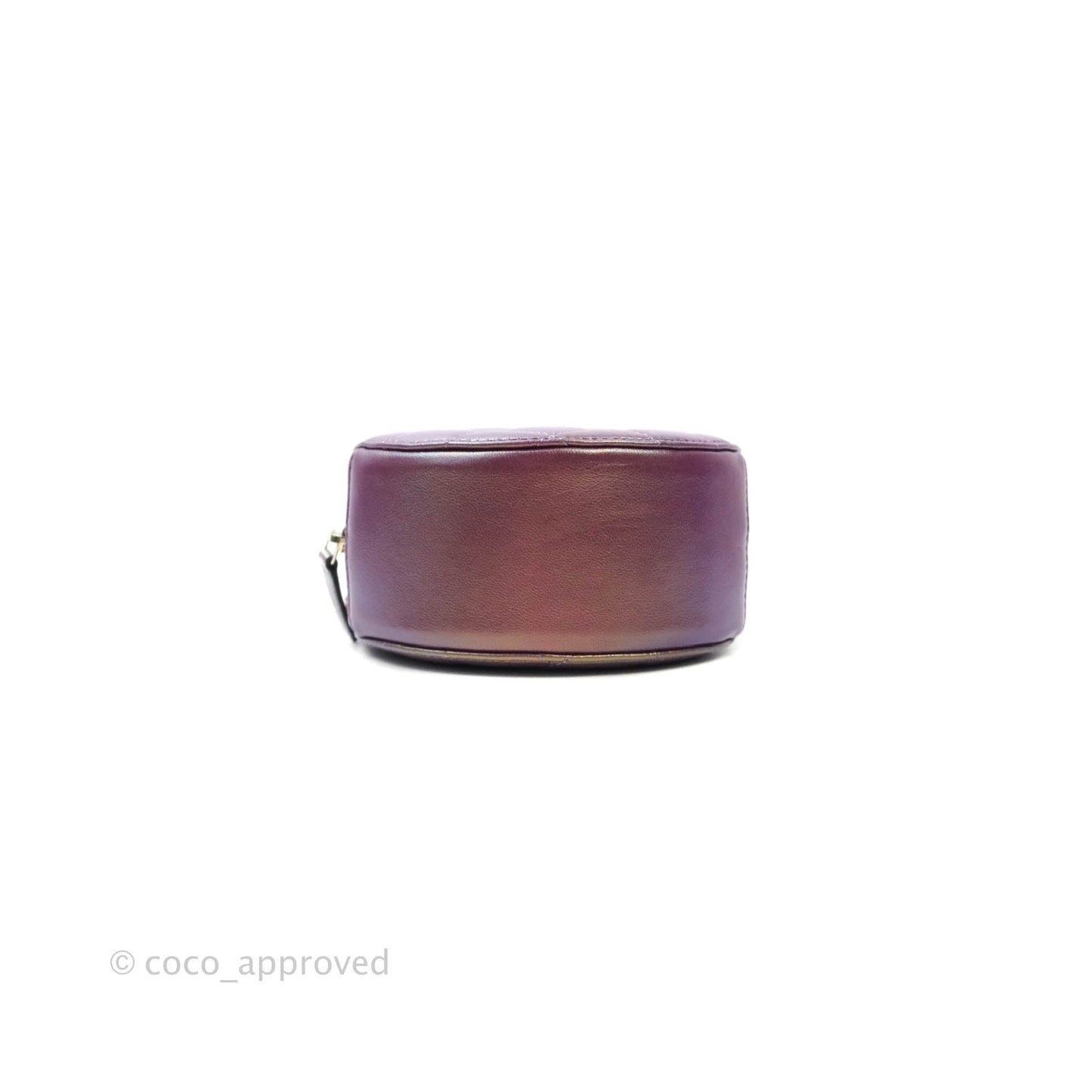 Chanel Classic Quilted Round Clutch With Chain Metallic Purple Lambskin Gold Hardware