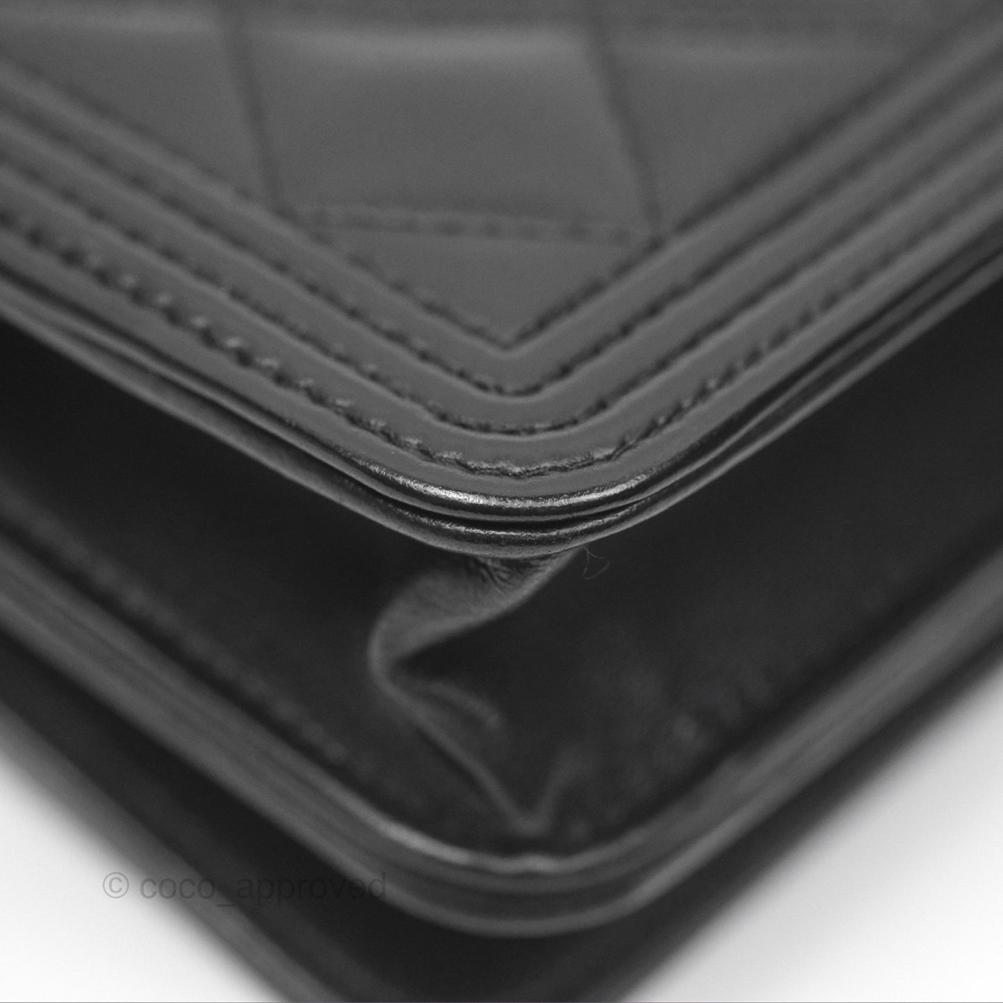 Chanel Quilted Boy Wallet on Chain WOC Black Calfskin Aged Gold Hardware