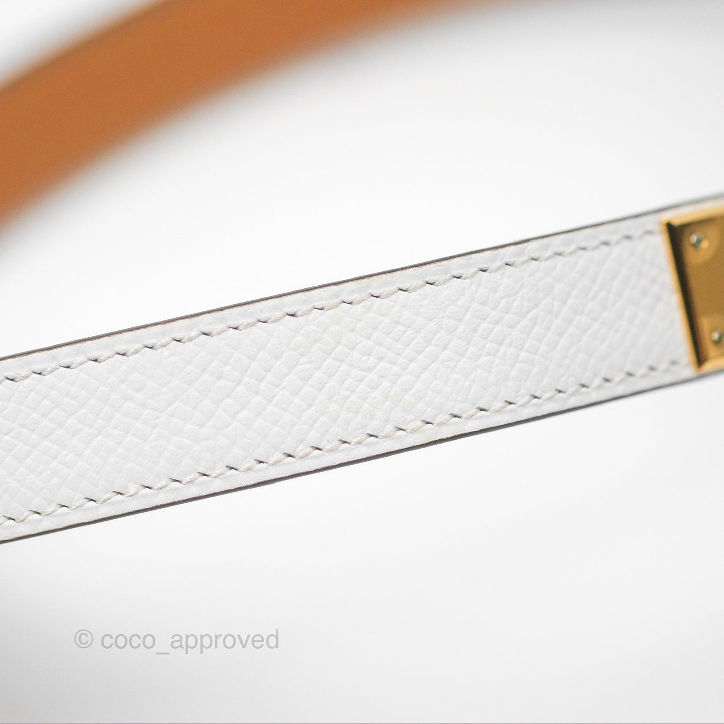 Hermès Kelly 18 Belt Blanc White Epsom Gold Hardware