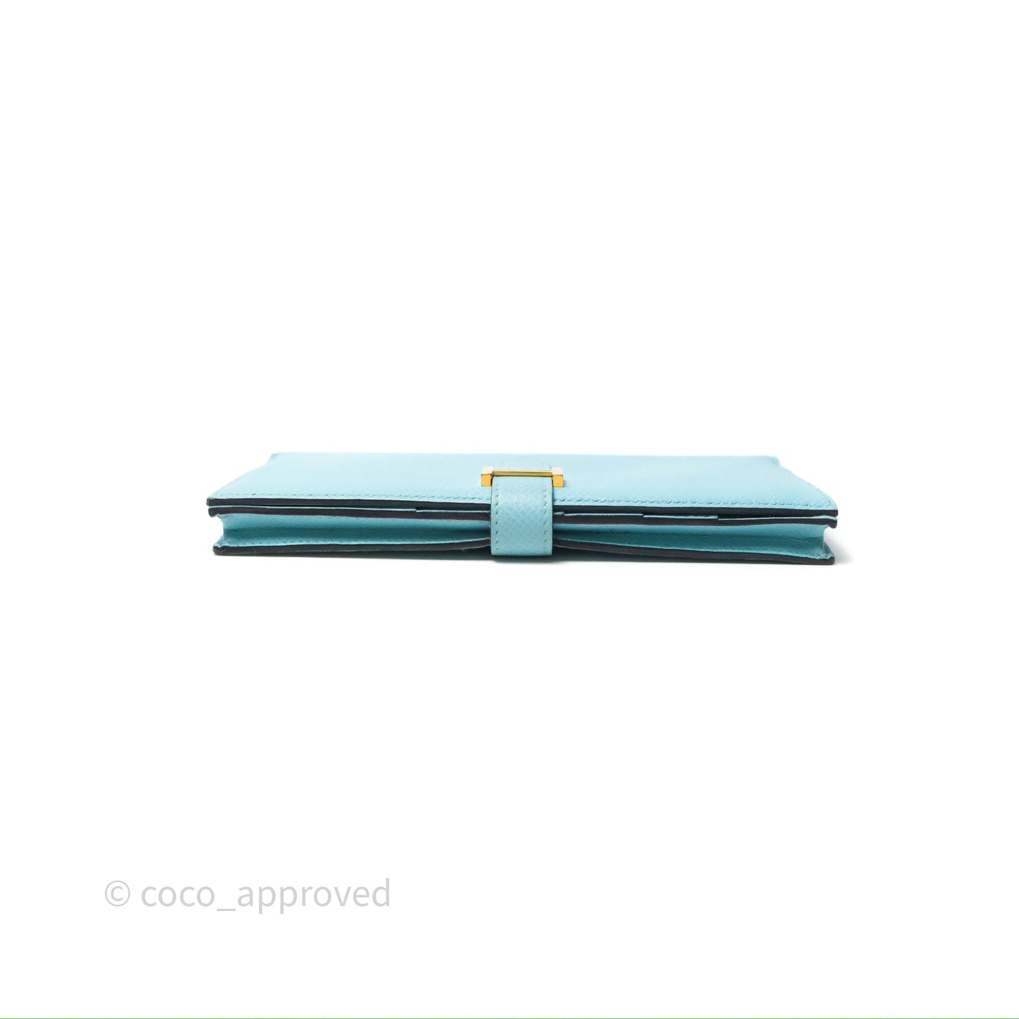 Hermès Bearn Long Wallet Bleu Atoll 3P Epsom Gold Hardware