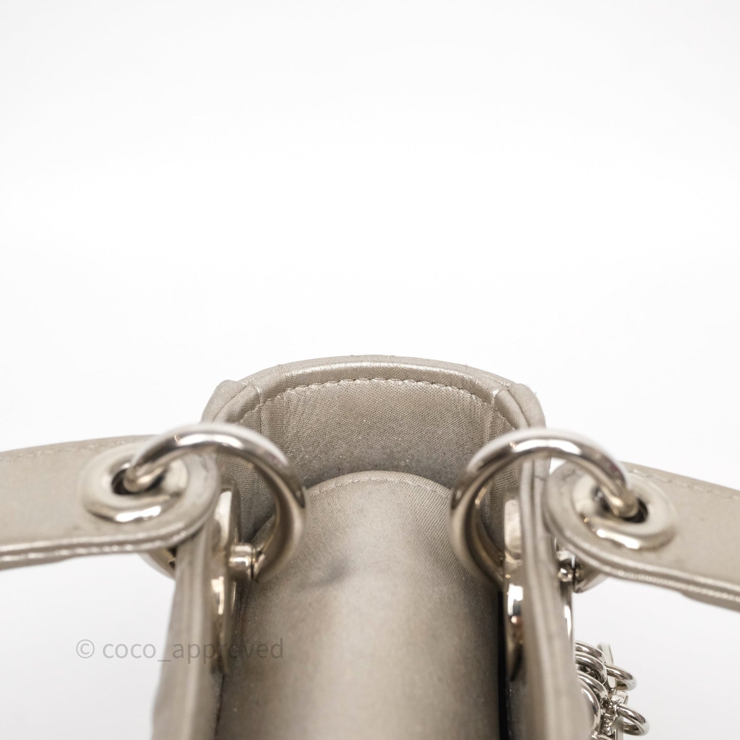 Christian Dior Mini Lady Dior Metallic Silver Nubuck Silver Hardware