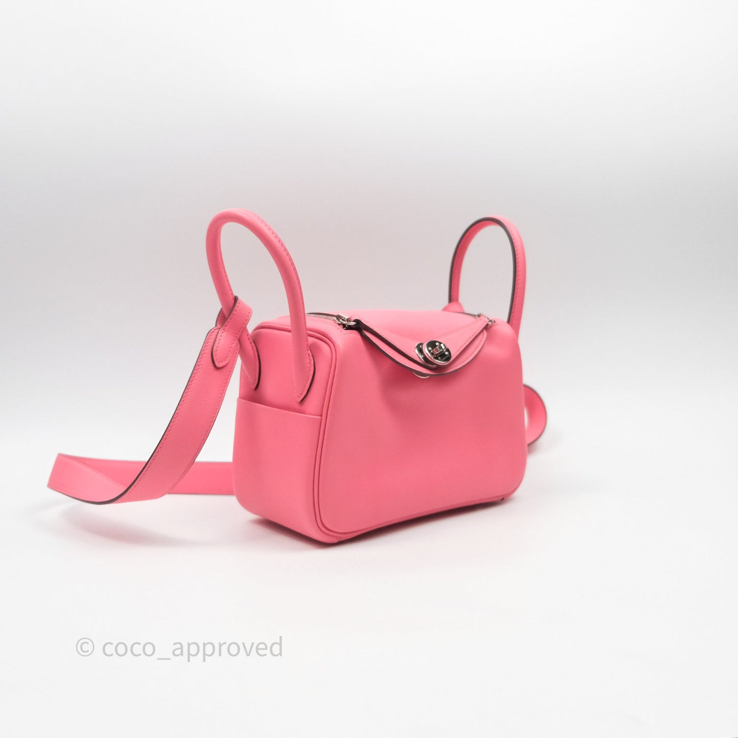 Hermès Mini Lindy 20 Rose Ete K4 Swift Palladium Hardware
