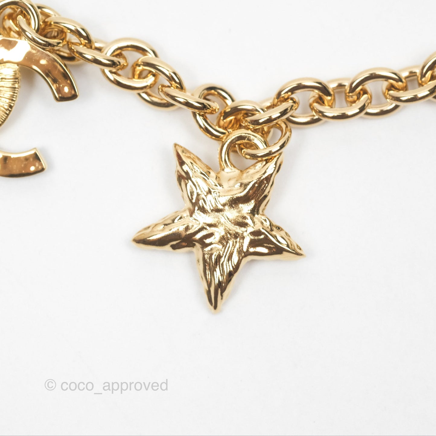 Chanel Black CC Heart Lucky Clover Chain Belt Gold Tone 24P