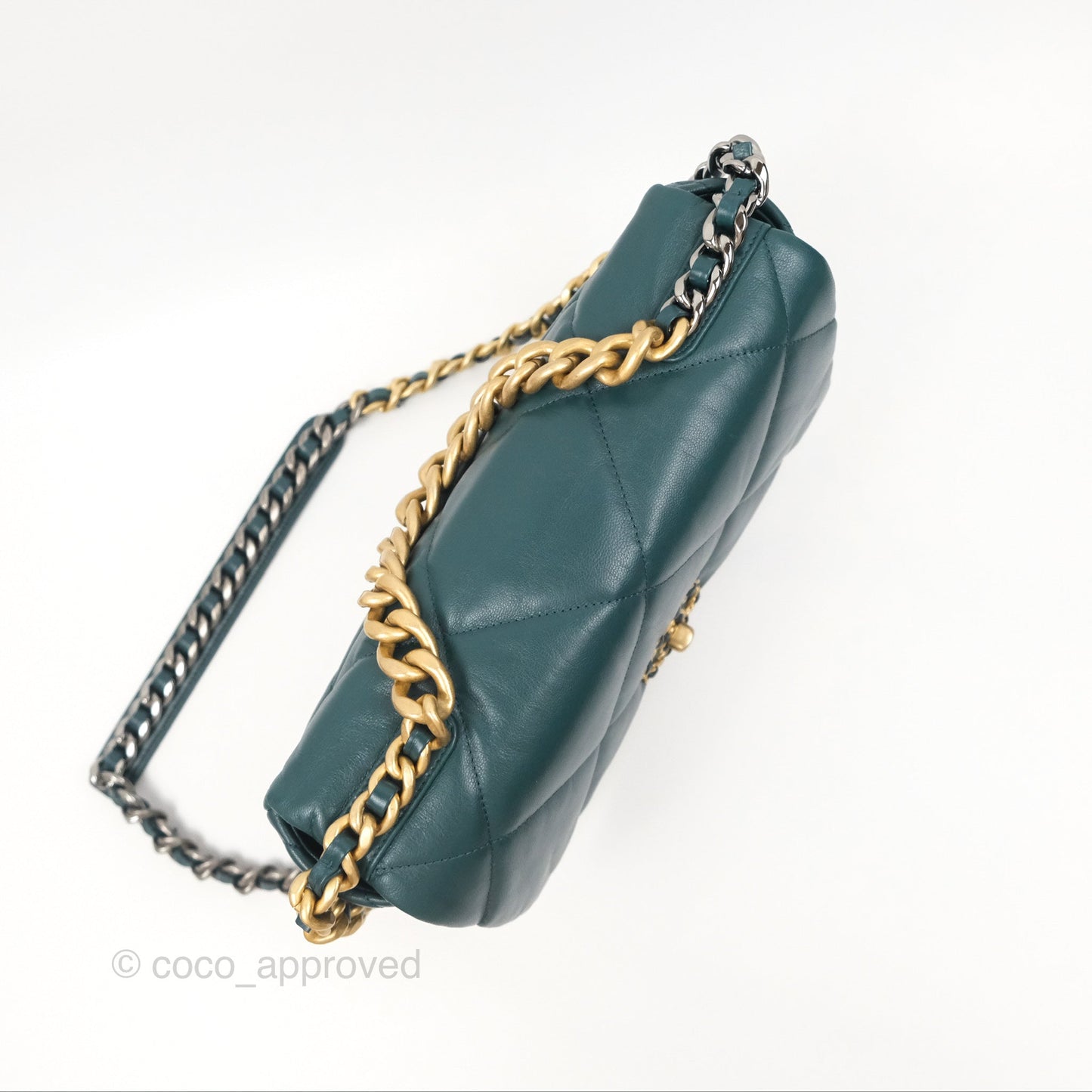 Chanel 19 Medium Green Goatskin Mixed Hardware