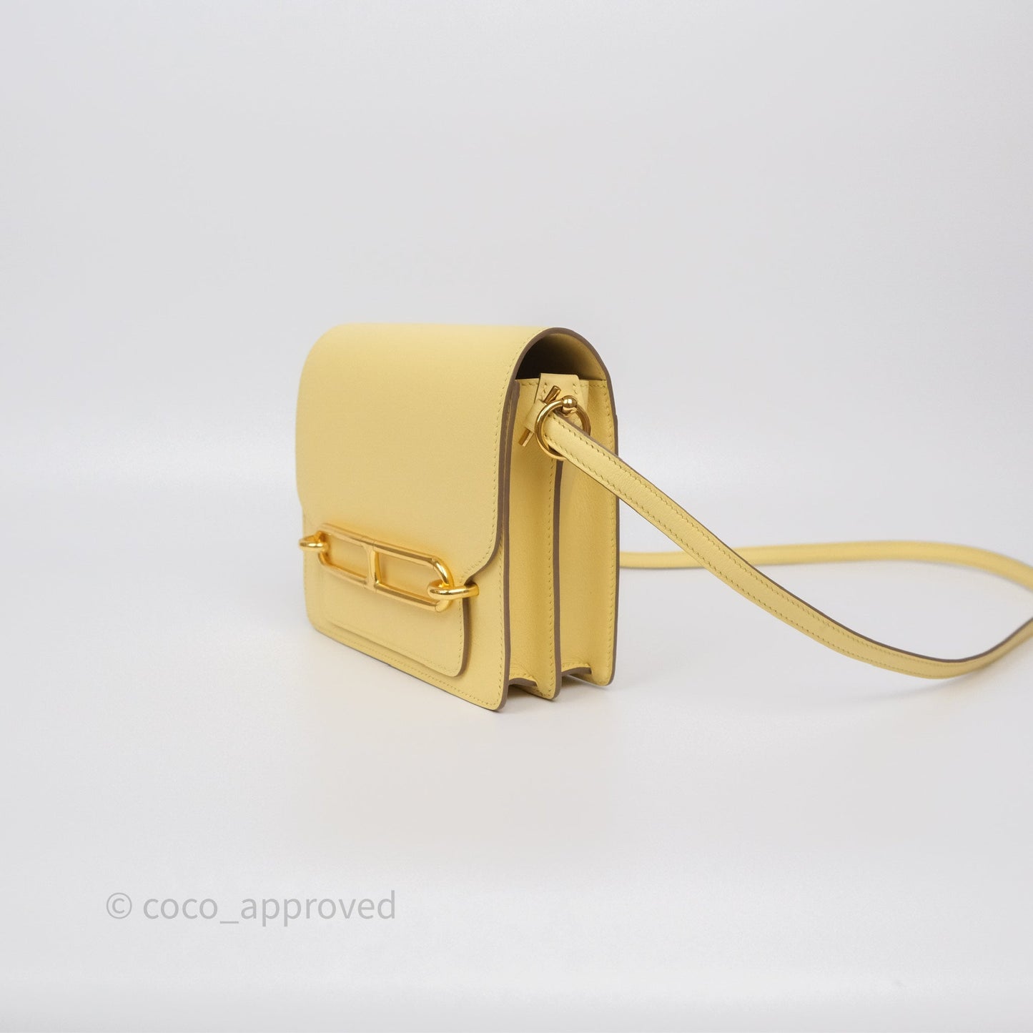 Hermès Roulis Mini 18 Jaune Poussin 1Z Swift Gold Hardware