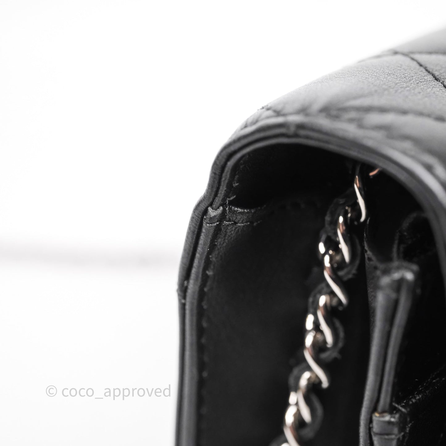 Chanel Cambon Line Wallet On Chain Black Lambskin Bag Silver Hardware