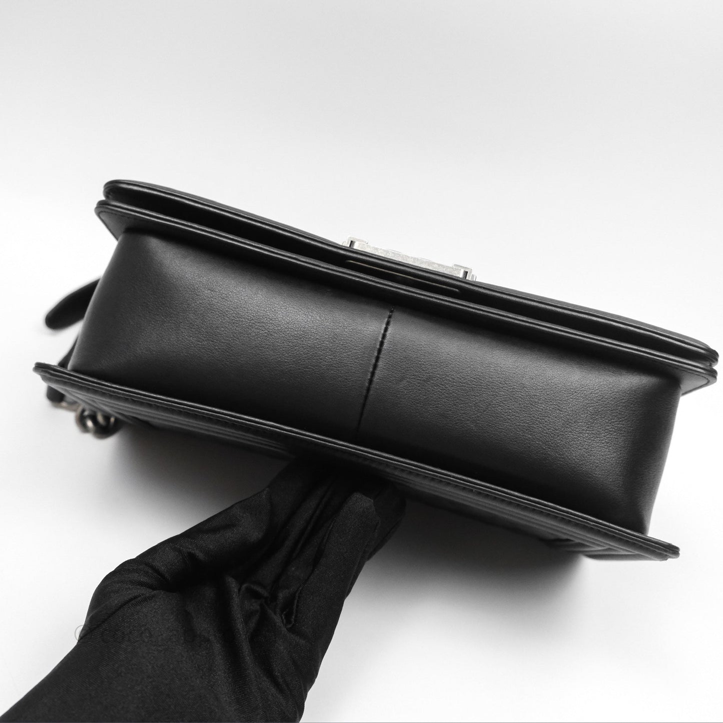 Chanel Quilted Medium Boy Black Calfskin Ruthenium Hardware