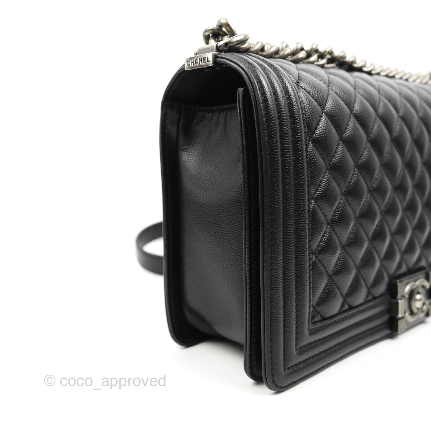 Chanel Quilted New Medium Boy Black Caviar Ruthenium Hardware