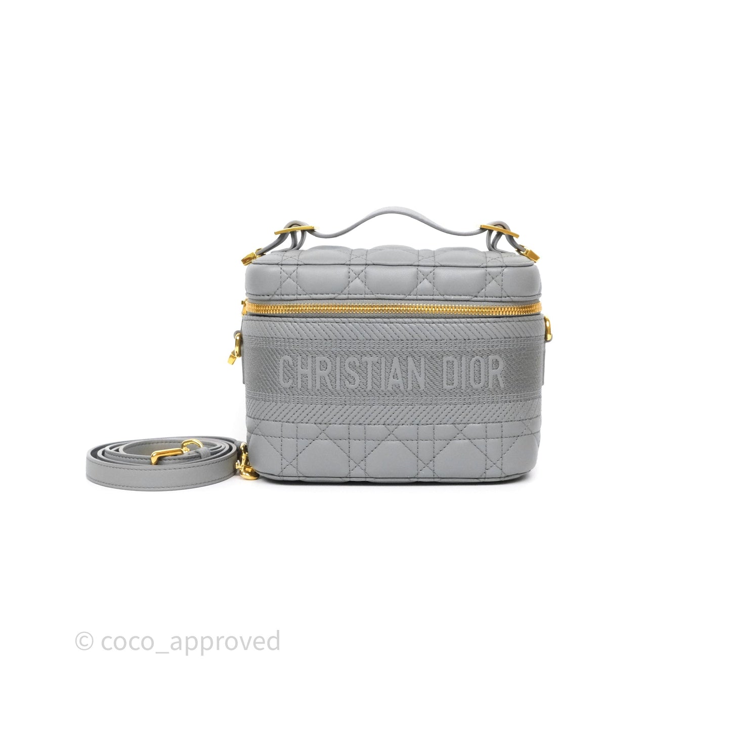 Christian Dior Small Diortravel Vanity Case Grey Lambskin Cannage