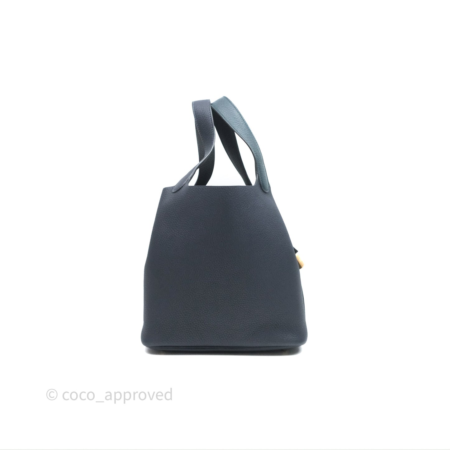 Hermès Picotin Lock 22 Casaque Vert Cyprès 6O/ Bleu Nuit 2Z/ Black Noir 89 Clemence Gold Hardware