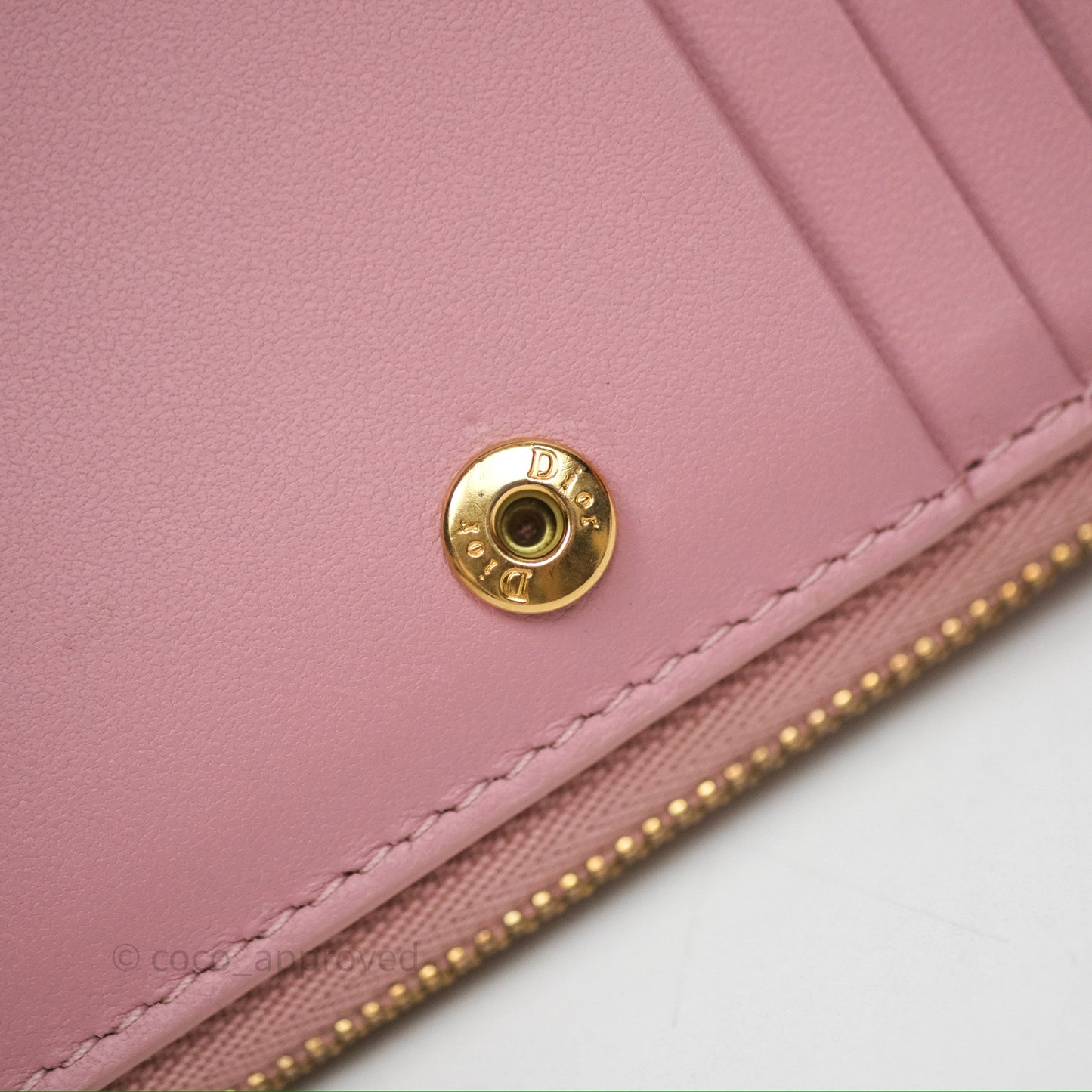 Christian Dior Medium Caro Scarlet Zipped Wallet Pink Cannage Calfskin
