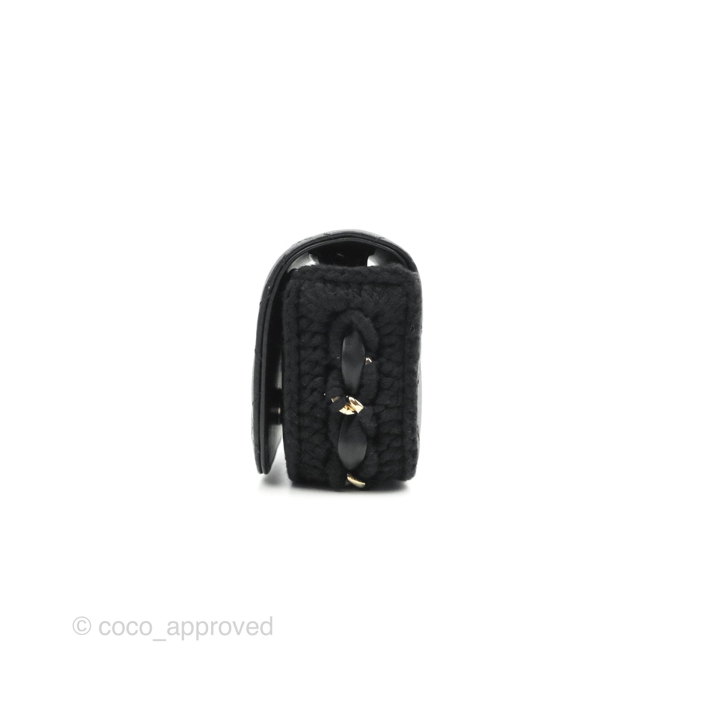 Chanel Mini Bag Black Lambskin Crochet Gold Hardware 22C