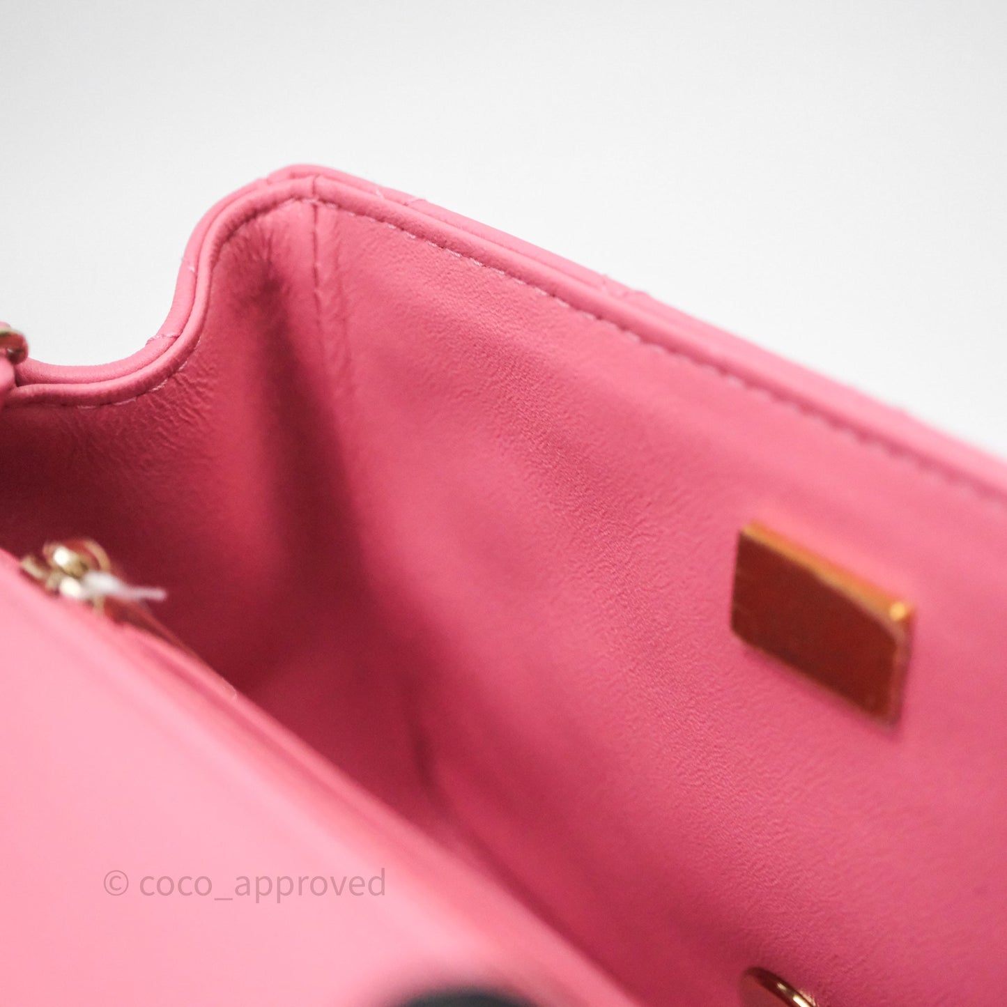 Chanel Quilted Mini Square Pink Lambskin Gold Hardware