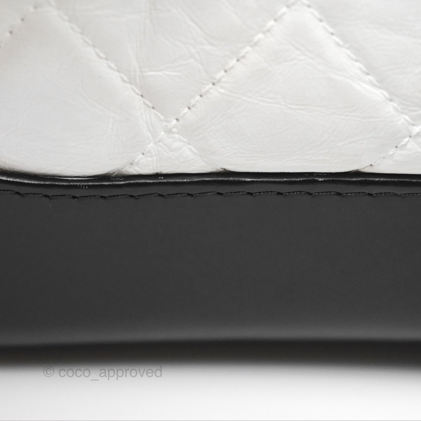 Chanel Small Gabrielle Hobo Quilted Black White Aged Calfskin