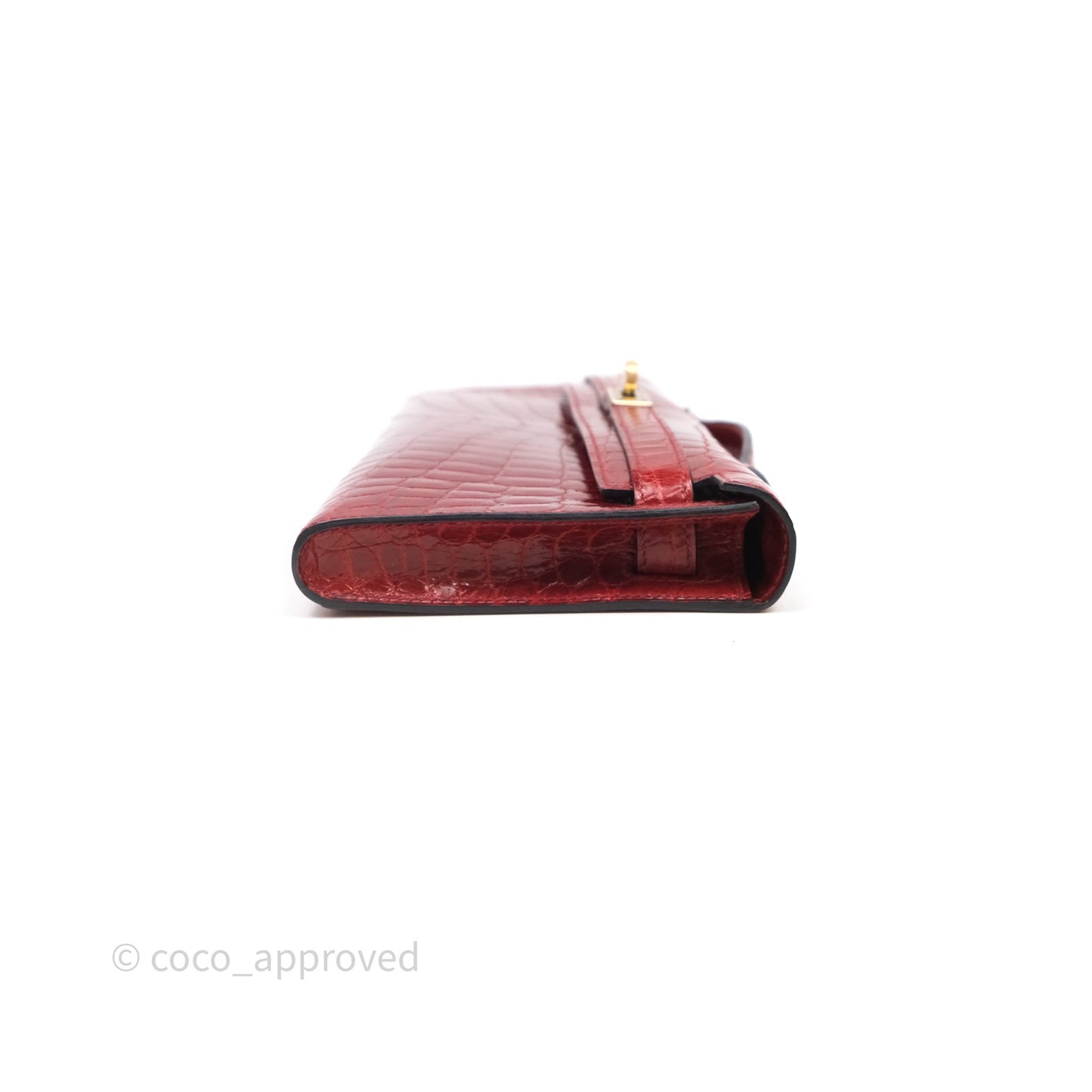 Hermes Kelly Cut Rouge H Shiny Niloticus Crocodile Gold Hardware
