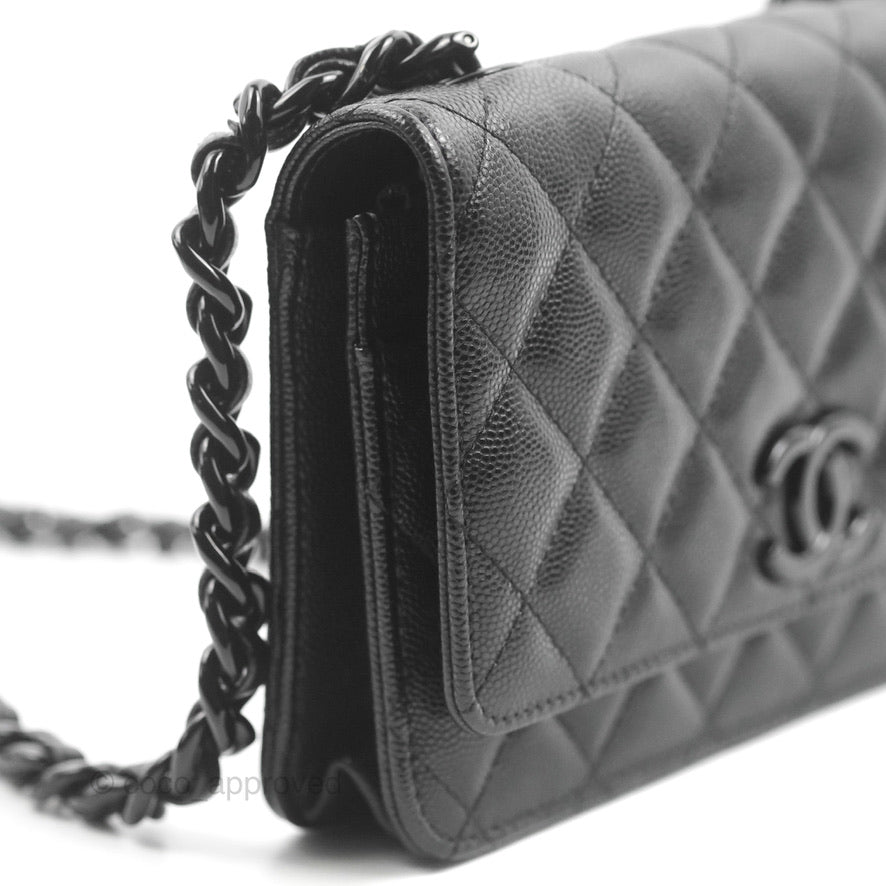 Chanel Quilted So Black Wallet on Chain WOC Caviar Incognito Hardware