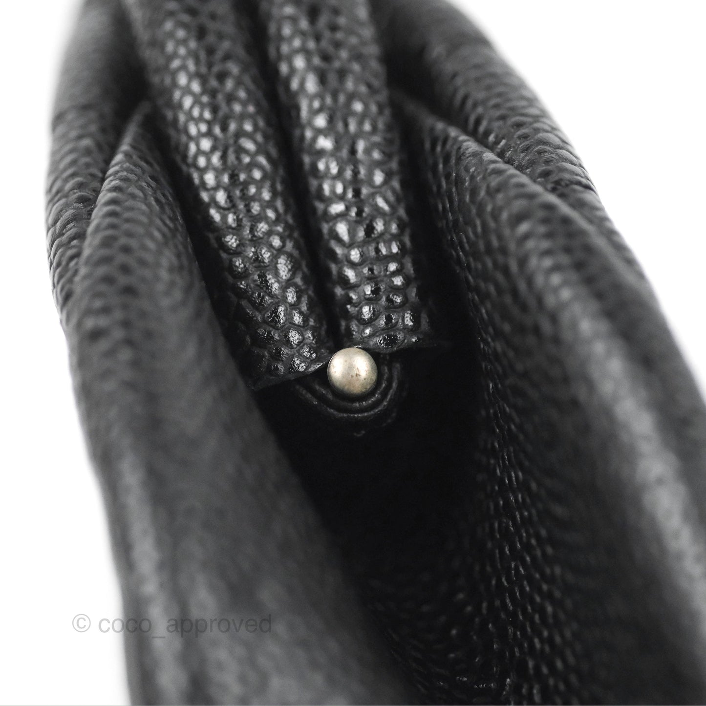Chanel Quilted Timeless Kisslock Clutch Black Caviar Silver Hardware