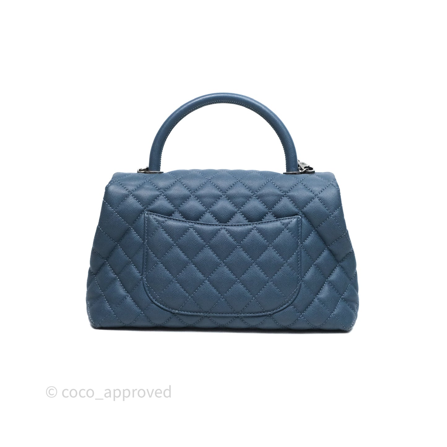 Chanel Medium Coco Handle Quilted Aged Caviar Dark Blue Ruthenium Hardware