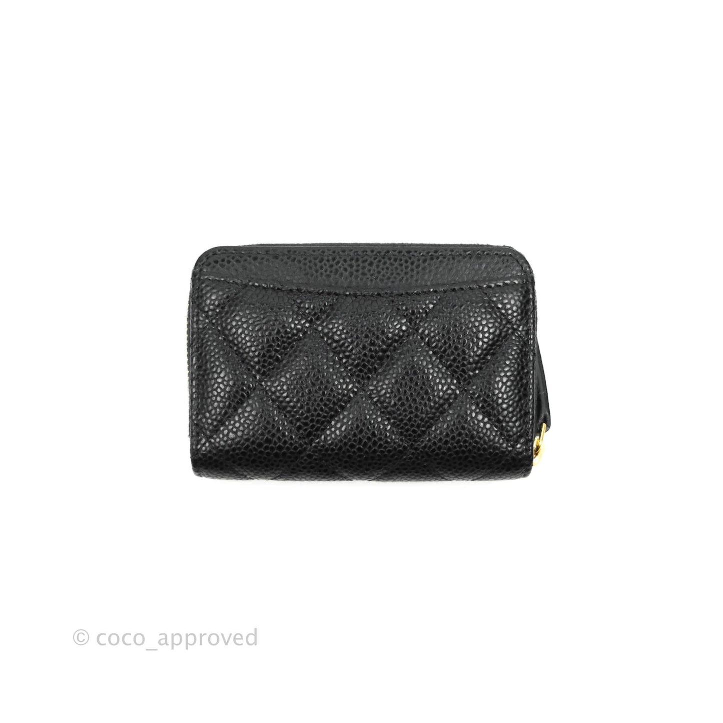 Chanel Classic Zipped Coin Purse Black Caviar Gold Hardware