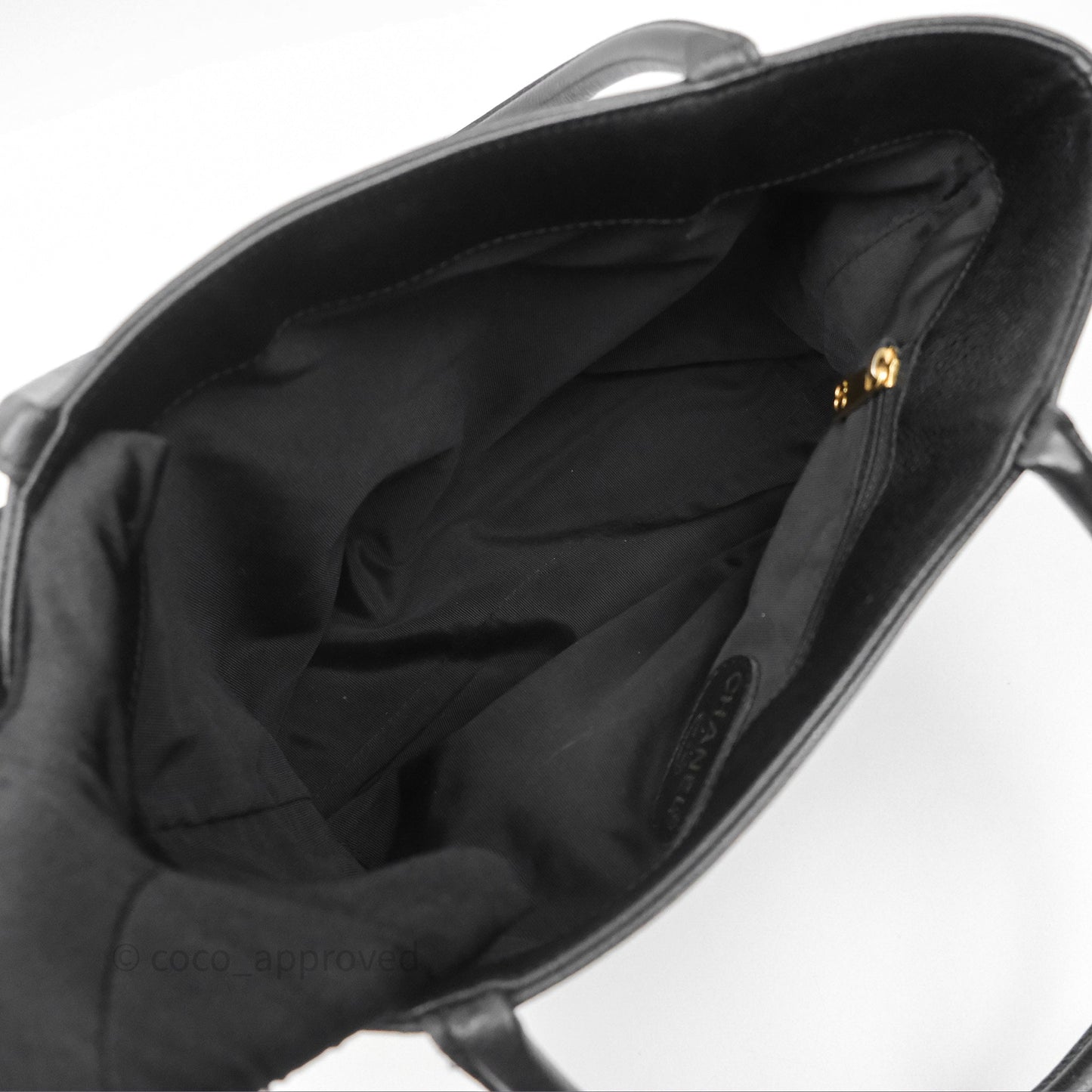 Chanel Vintage CC Tote Bag Black Caviar