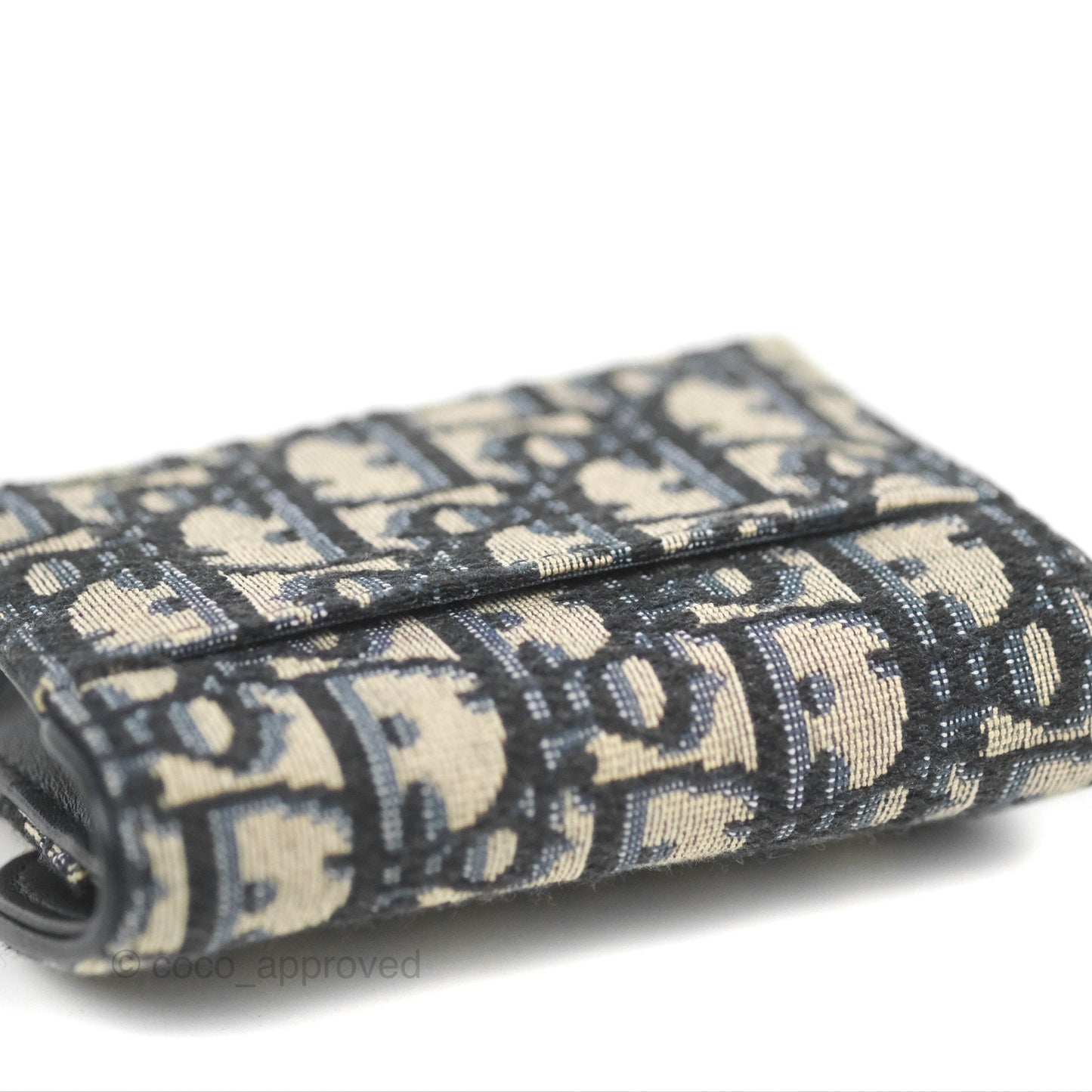 Christian Dior Saddle Flap Card Holder Blue Dior Oblique Jacquard