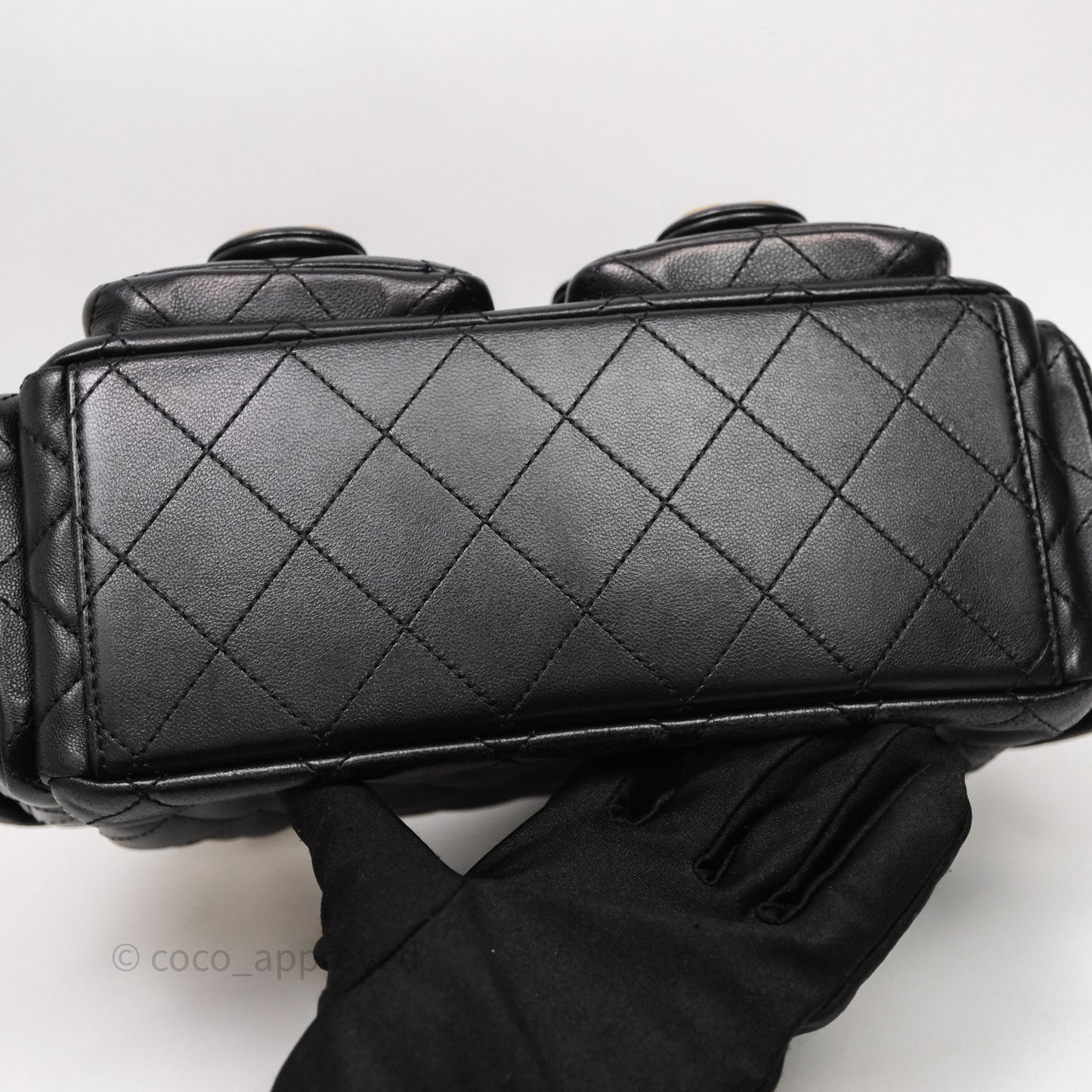 Chanel Small Quilted Trendy Double Pocket Hobo Black Lambskin Gold Hardware