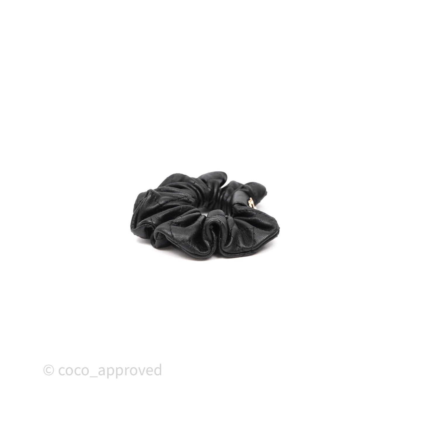 Chanel CC Black Leather Hair Accessory Gold Tone 21K