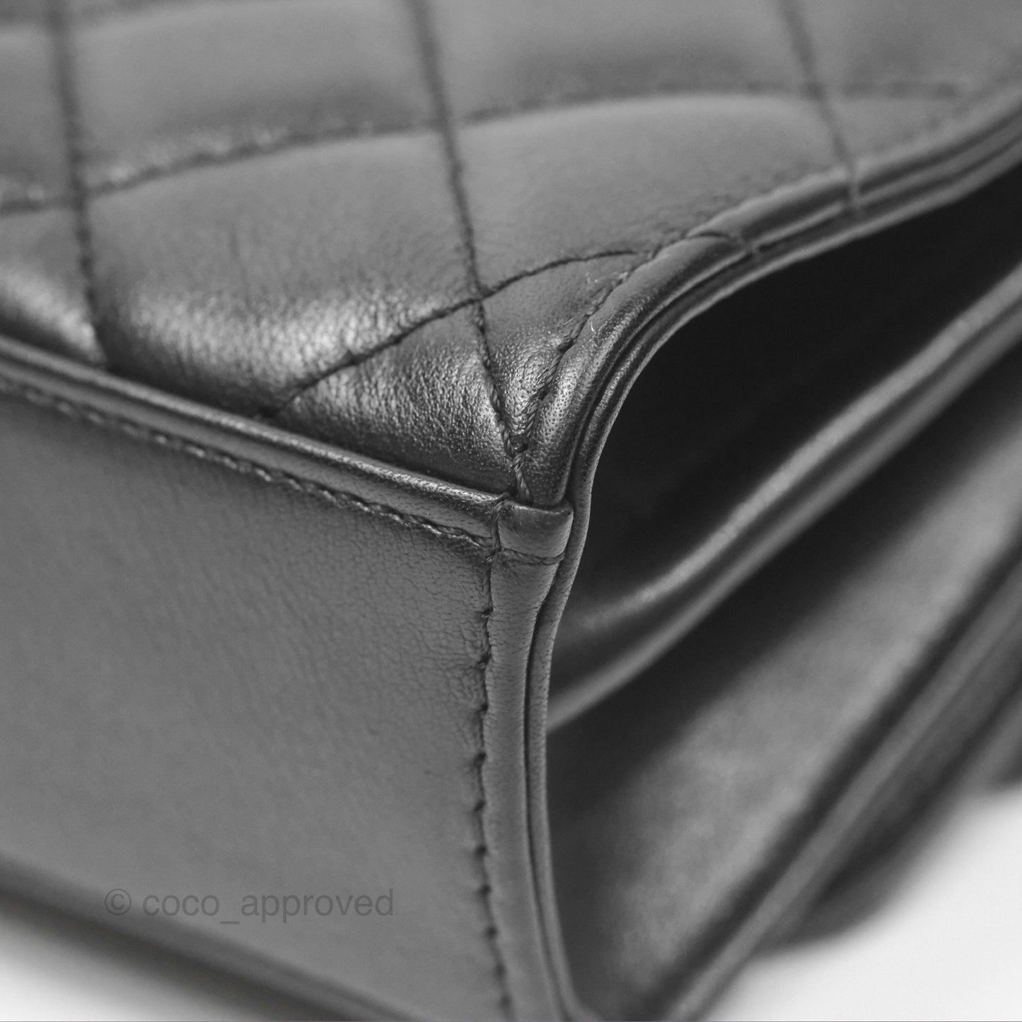 Chanel Triple Flap Bag Quilted Black Calfskin Aged Gold Hardware