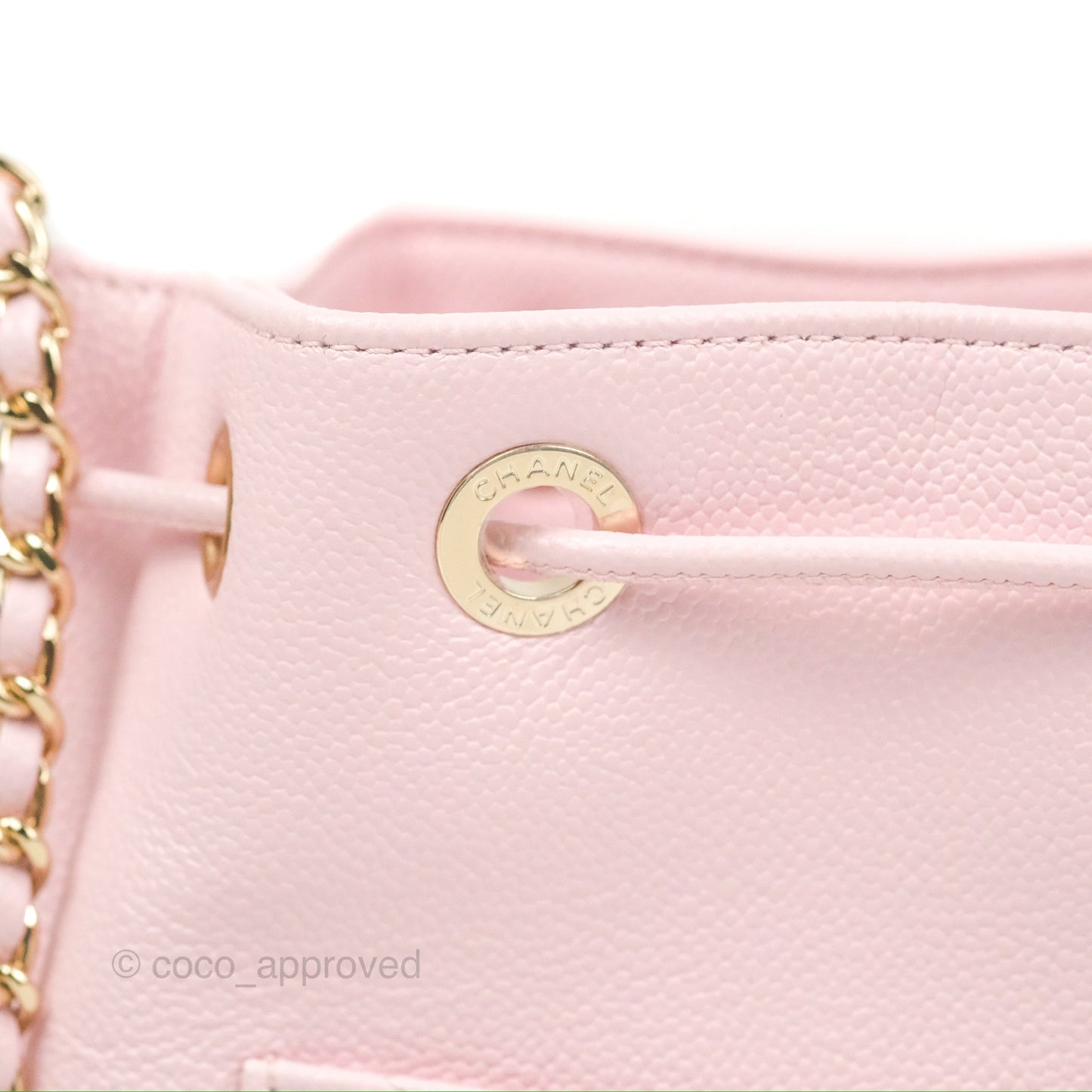 Chanel Business Affinity Drawstring Bucket Bag Light Pink Caviar Gold Hardware