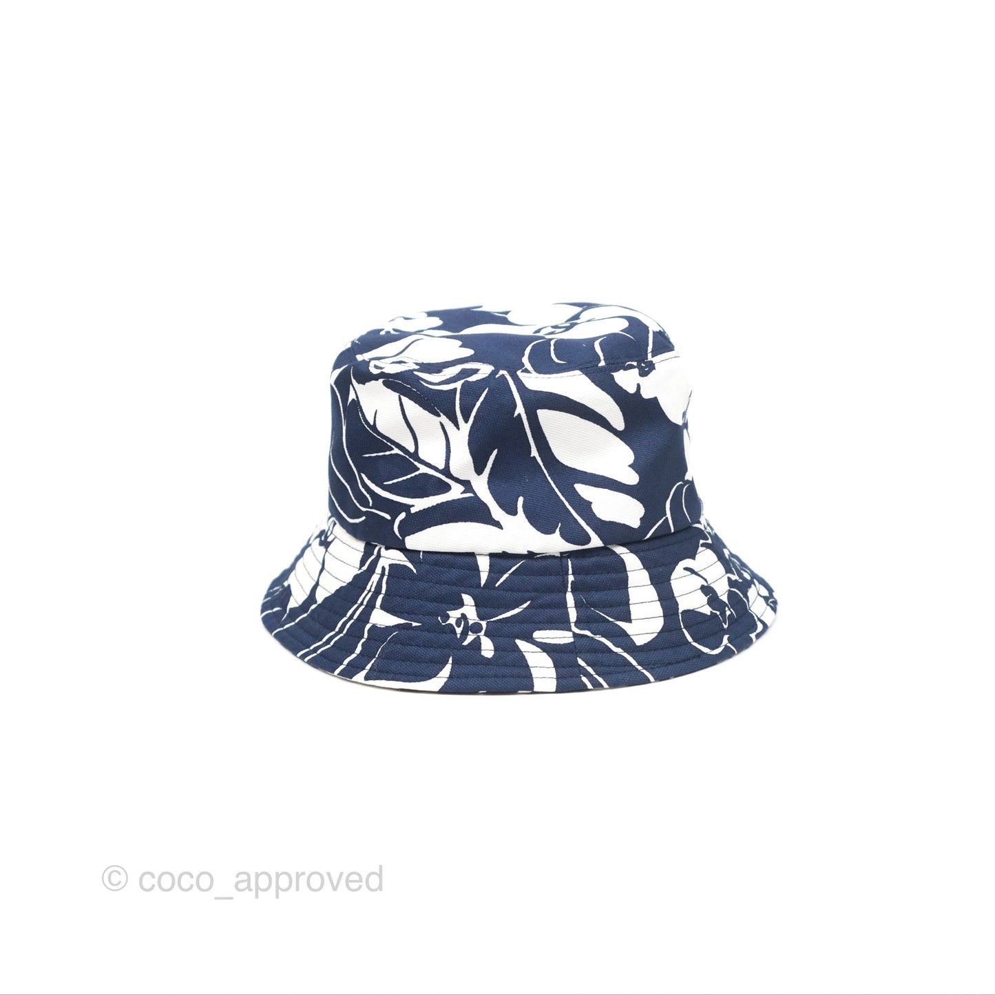 Chanel Flora Printed Bucket Hat White Navy
