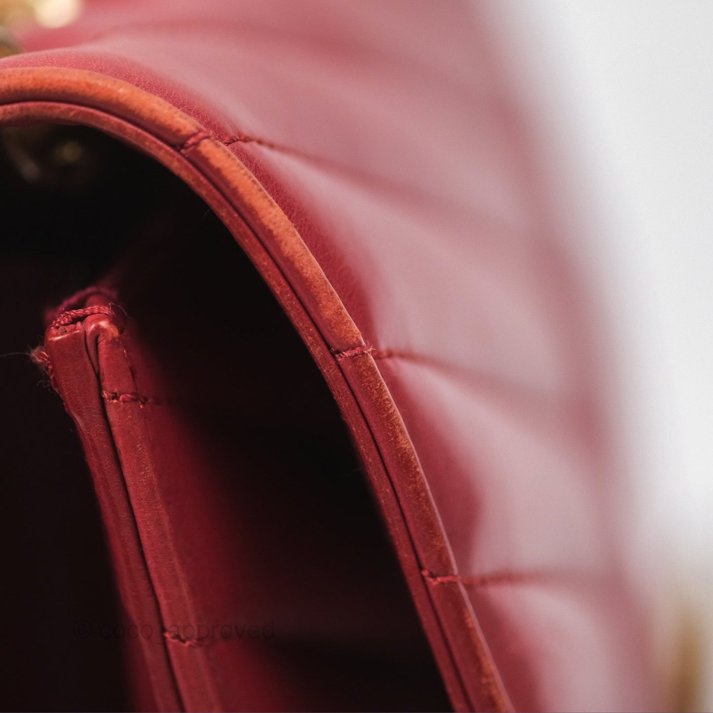 Chanel Chevron Shoulder Bag Red Calfskin Aged Gold Hardware