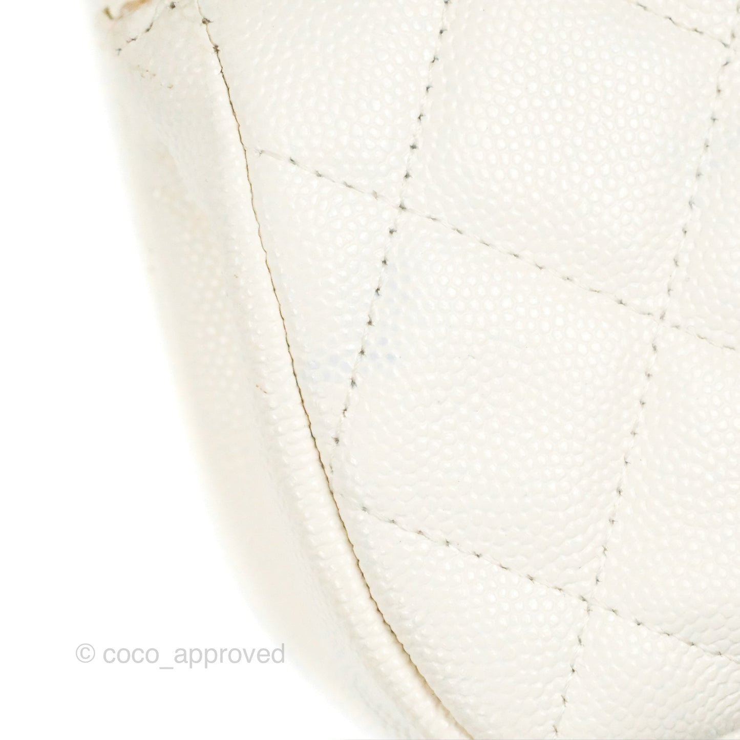 Chanel Clutch with Chain Ivory White Caviar Gold Hardware 22K