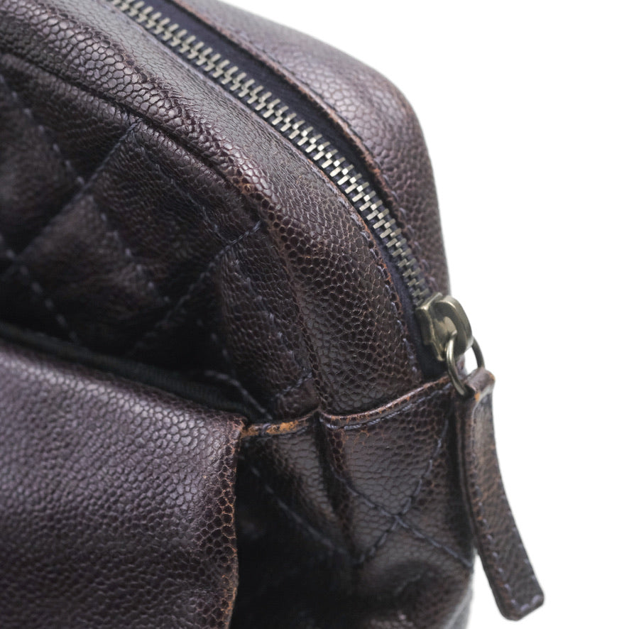 Chanel Jumbo Easy Flap Bag Caviar Dark Purple Ruthenium Hardware