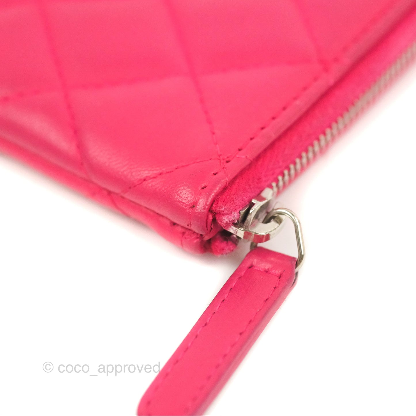 Chanel Quilted Mini O Case Pink Lambskin Silver Hardware