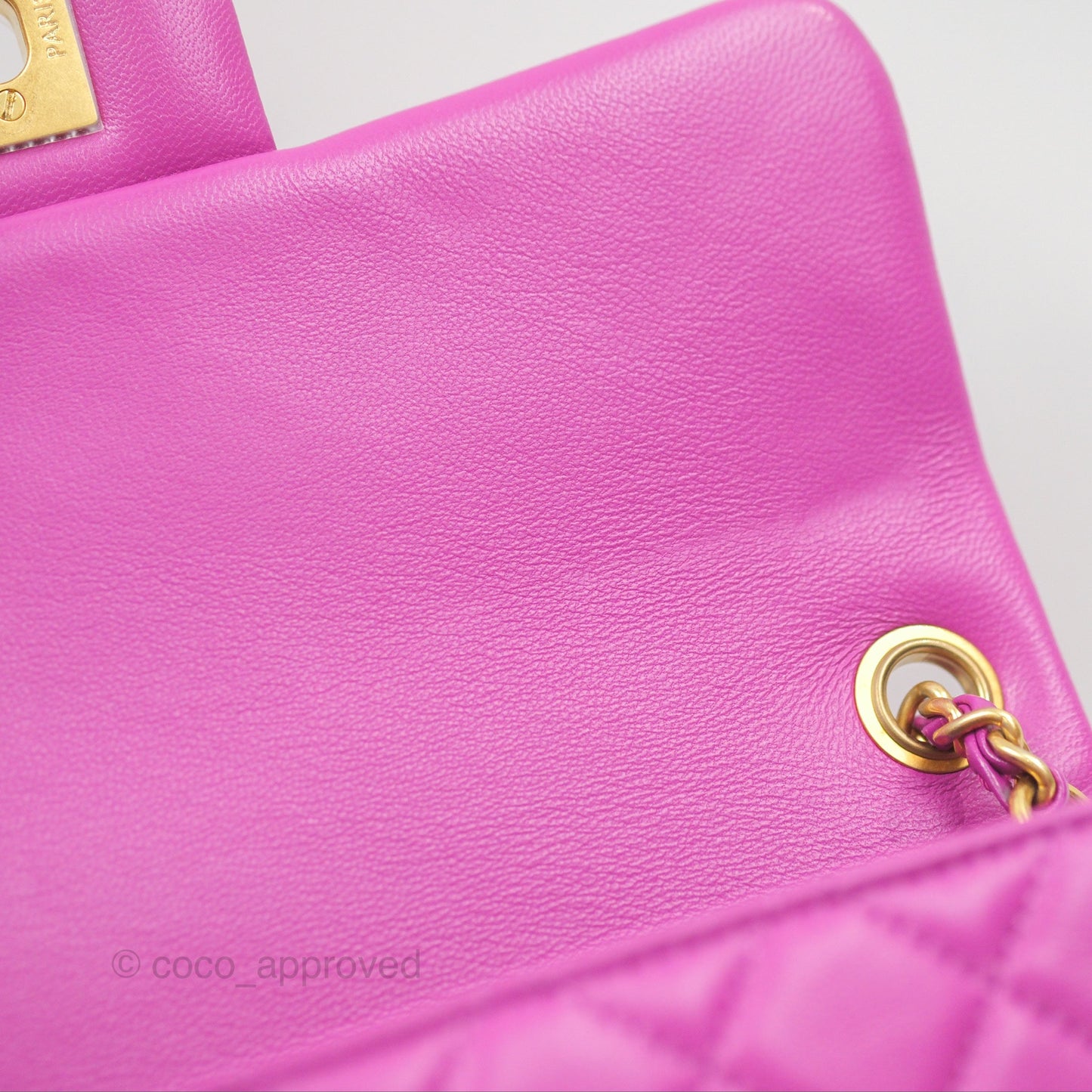 Chanel Mini Rectangular Pearl Crush Quilted Purple Lambskin Aged Gold Hardware