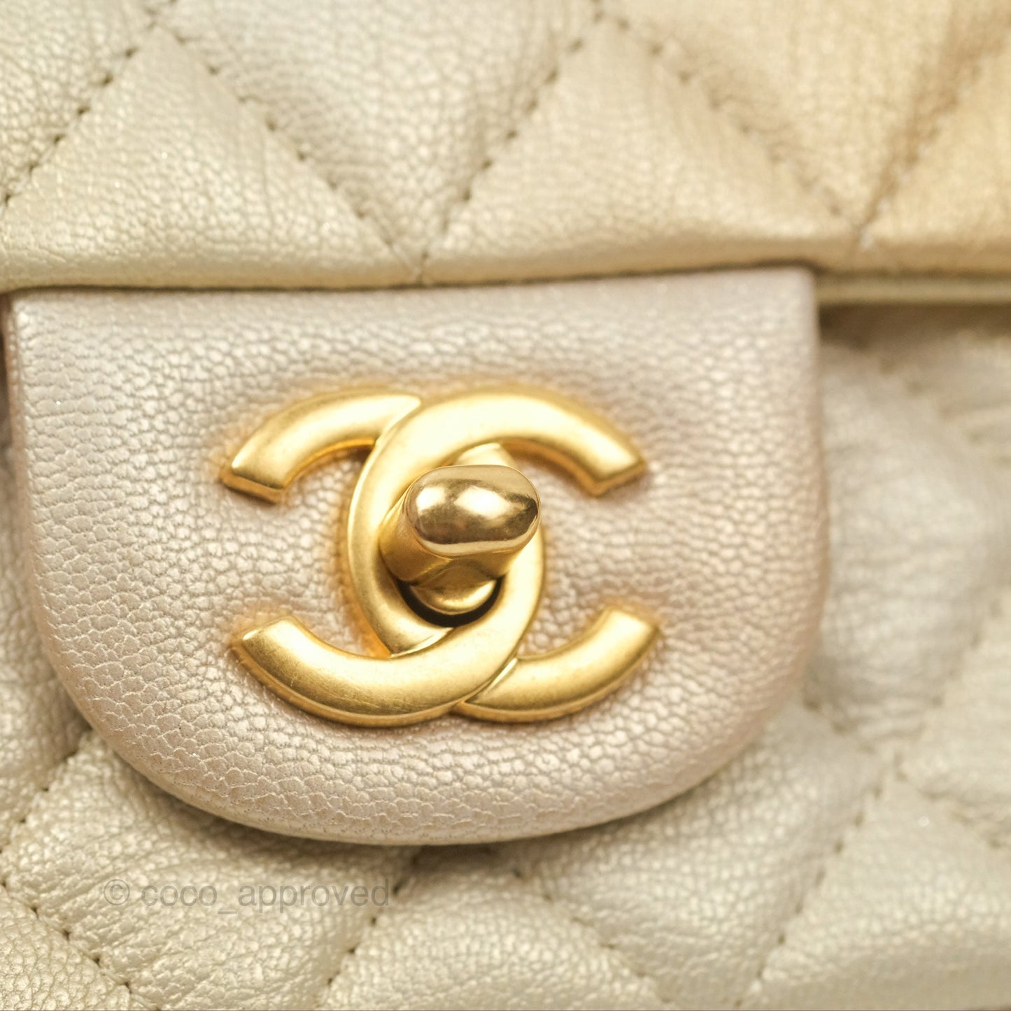 Chanel Mini Rectangular Flap Beige Ombre Iridescent Goatskin Aged Gold Hardware 22C