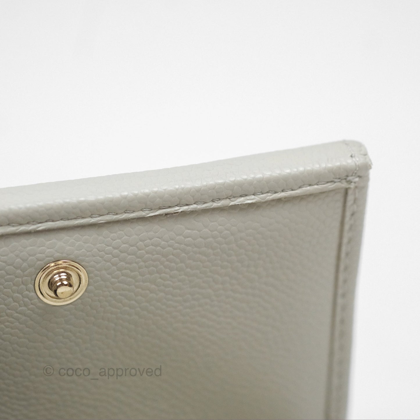 Chanel Quilted Classic Short Wallet Light Grey Caviar Gold Hardware