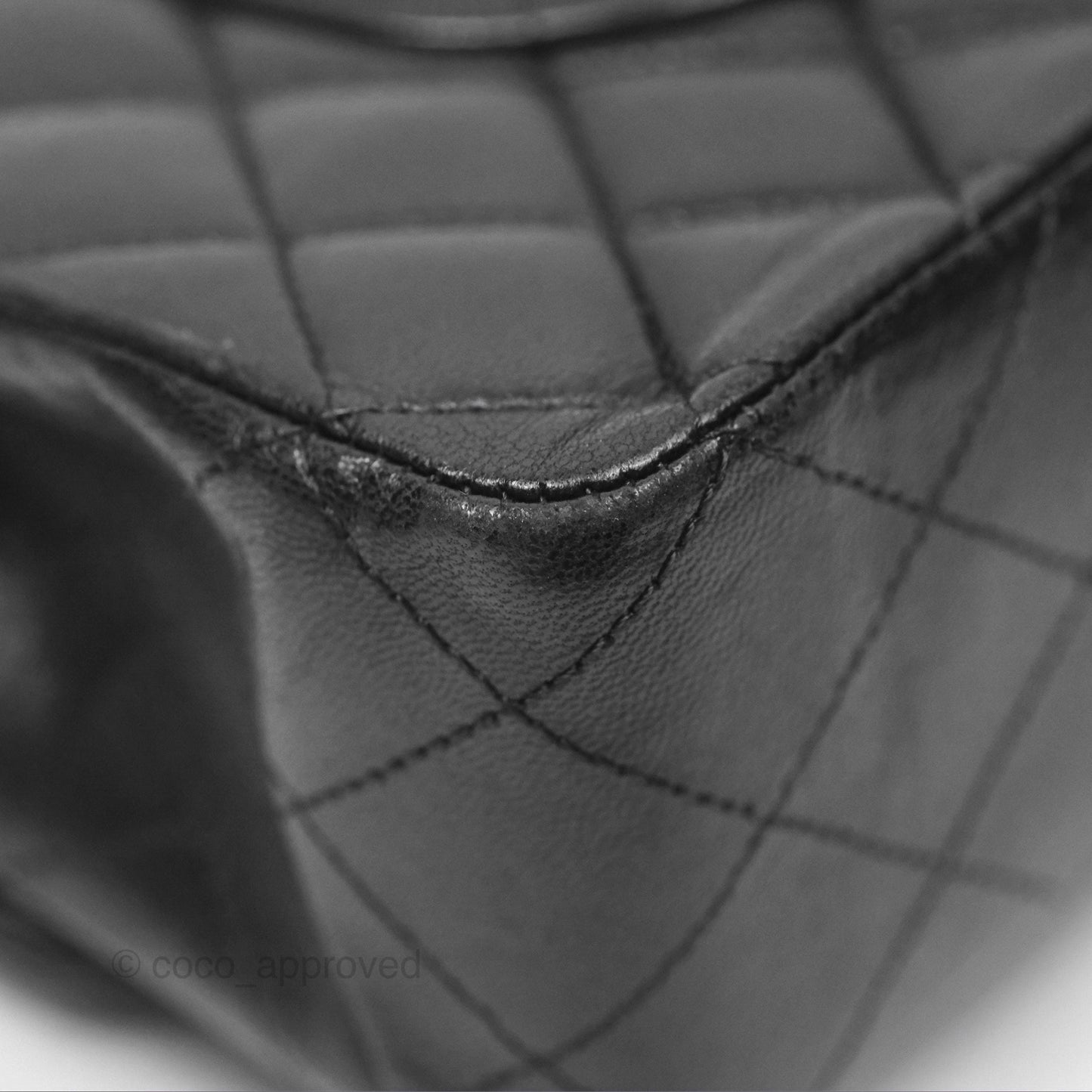 Chanel Classic M/L Medium Flap Quilted Black Lambskin Silver Hardware