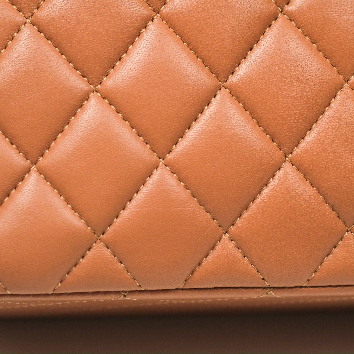 Chanel Small Quilted Classic Flap Dark Caramel Beige Lambskin Gold Hardware