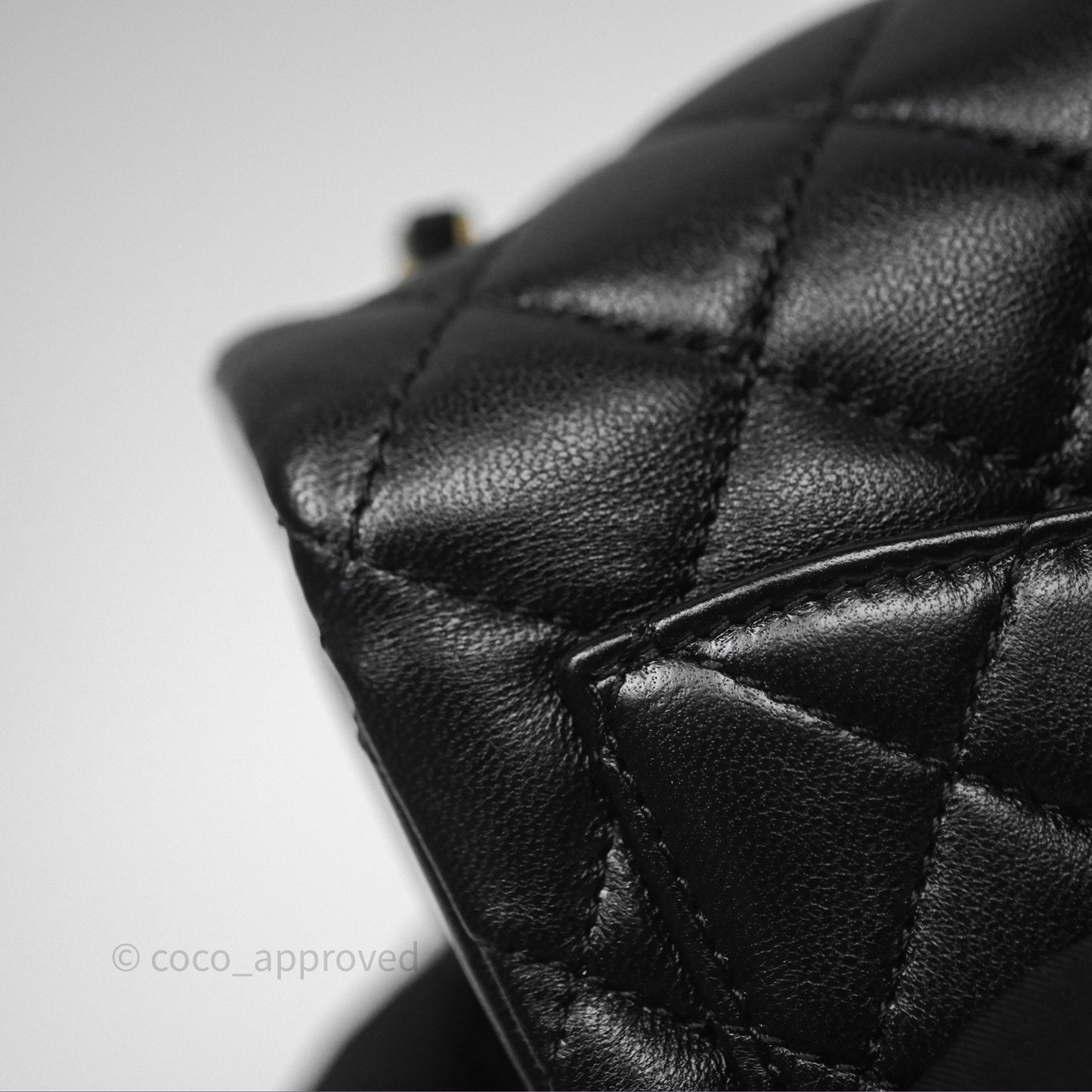 Chanel Pearl Crush Mini Square Quilted Black Lambskin Aged Gold Hardware
